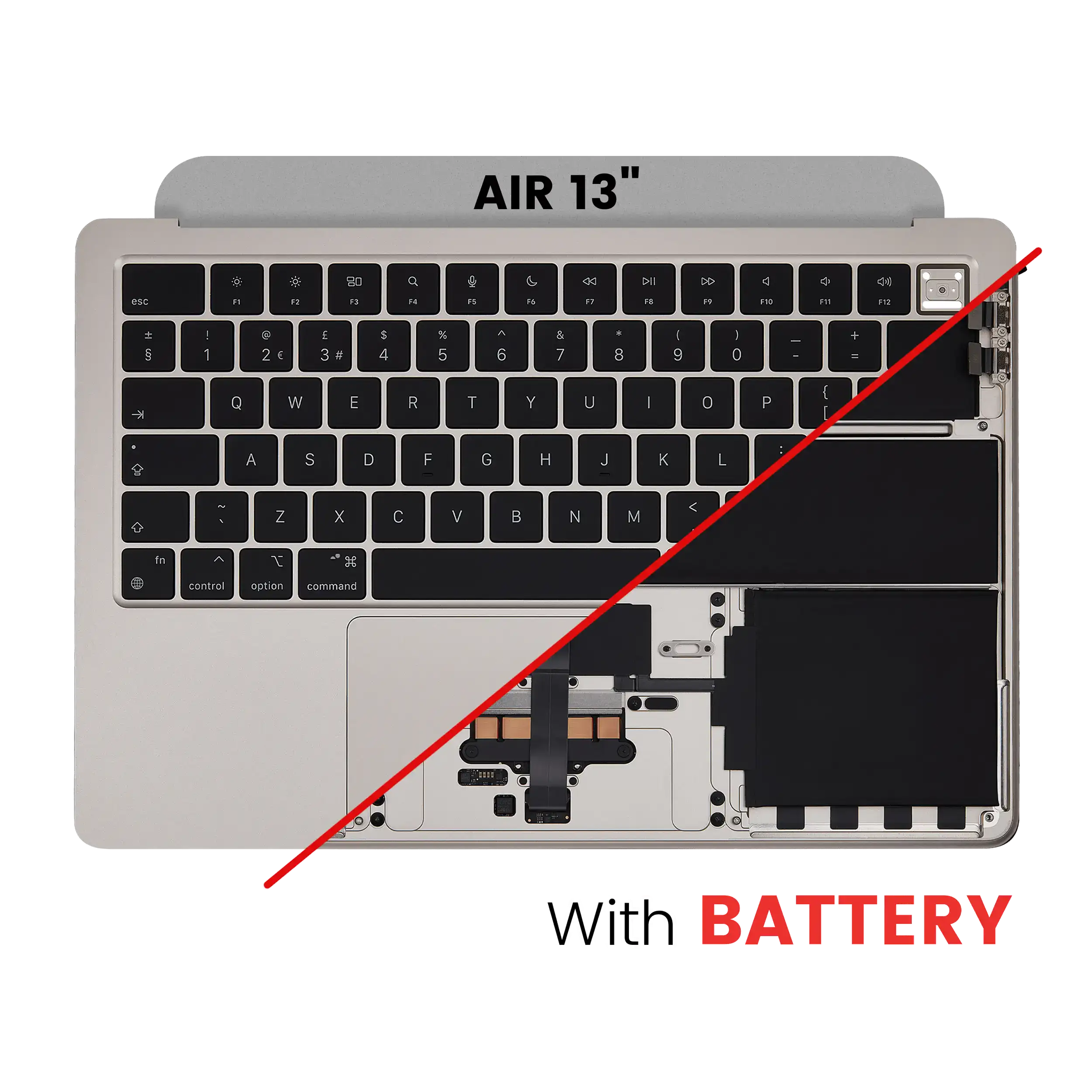 Top Case Assembly With Battery And Keyboard Compatible For Macbook Air 13" (A2681 / Mid 2022) (Uk Keyboard) (Starlight)