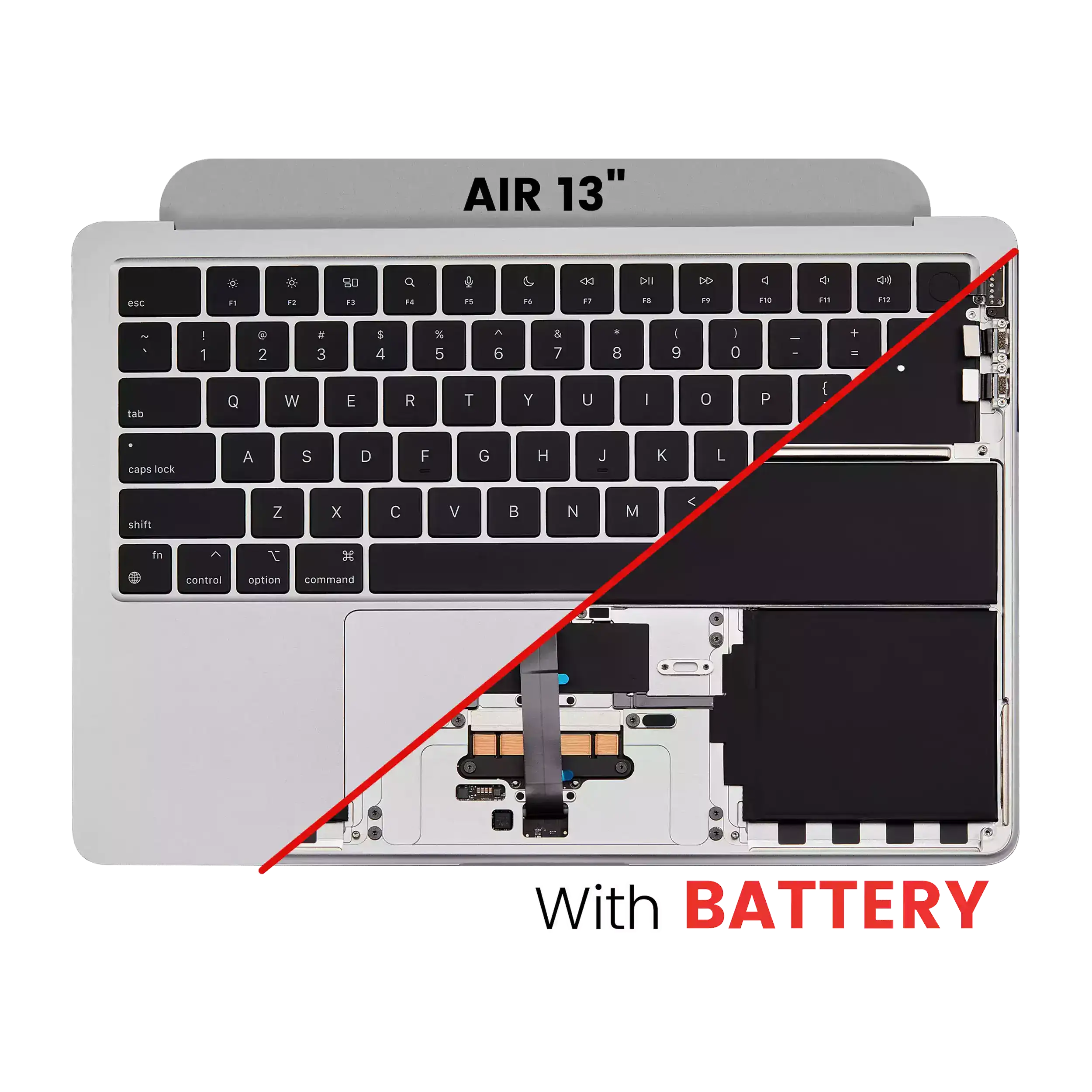 Top Case Assembly With Battery And Keyboard Compatible For Macbook Air 13" (A2681 / Mid 2022) (Silver) (Us Keyboard)