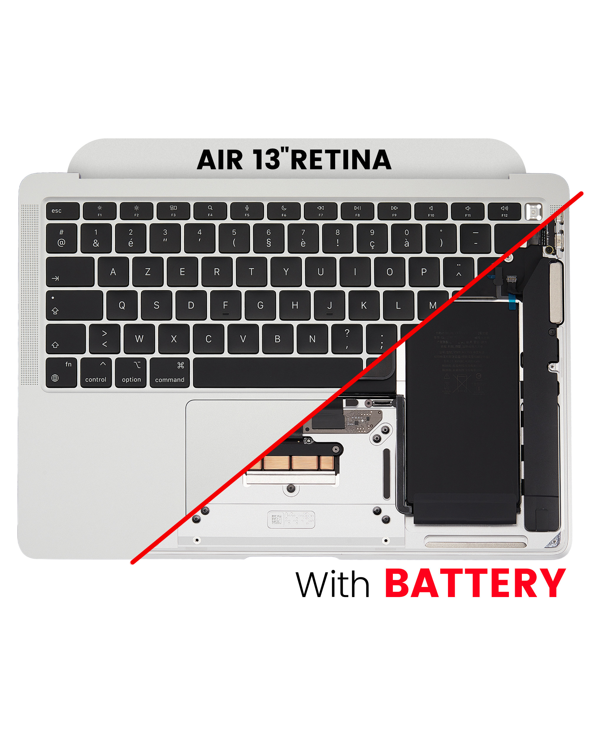 Replacement Top Case With Battery & Keyboard For Macbook Air 13" Retina (A2337, Late 2020) - Us Keyboard, Silver, Grade B/C