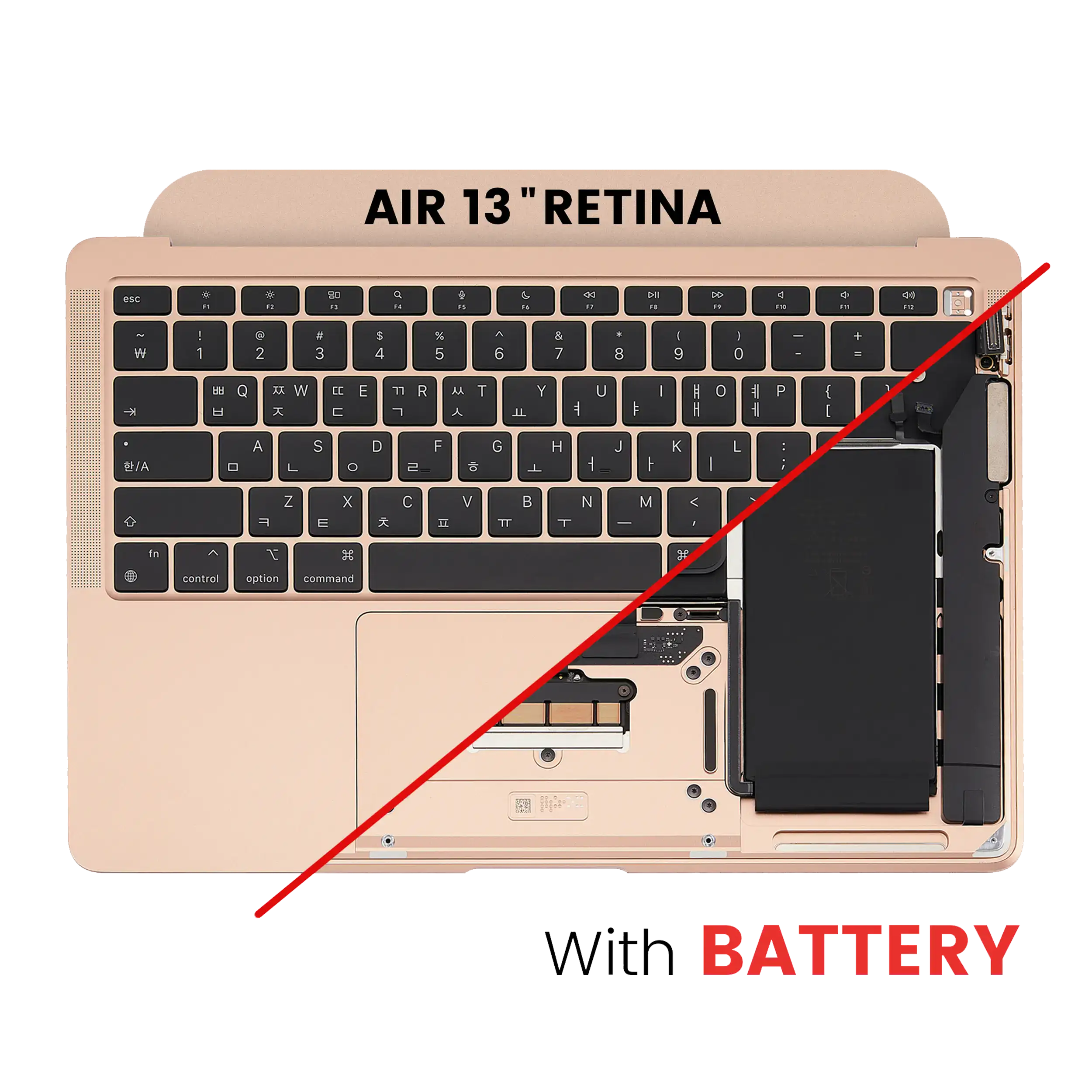 Top Case Assembly With Battery And Keyboard Compatible For Macbook Air 13" Retina (A2337 / Late 2020) (Gold) (Us Keyboard)
