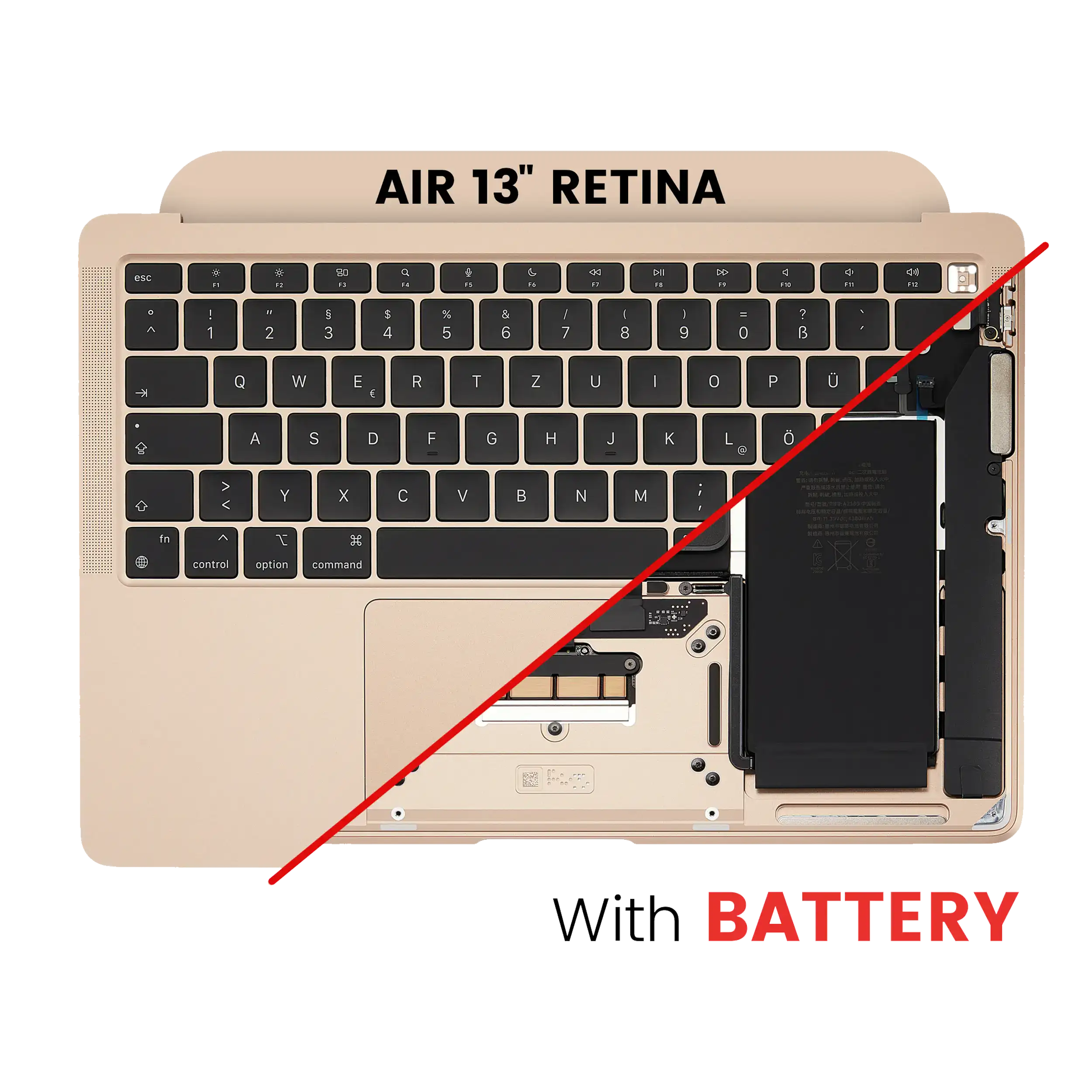 Top Case Assembly With Battery And Keyboard Compatible For Macbook Air 13" Retina (A2337 / Late 2020) (Gold) (Uk Keyboard)