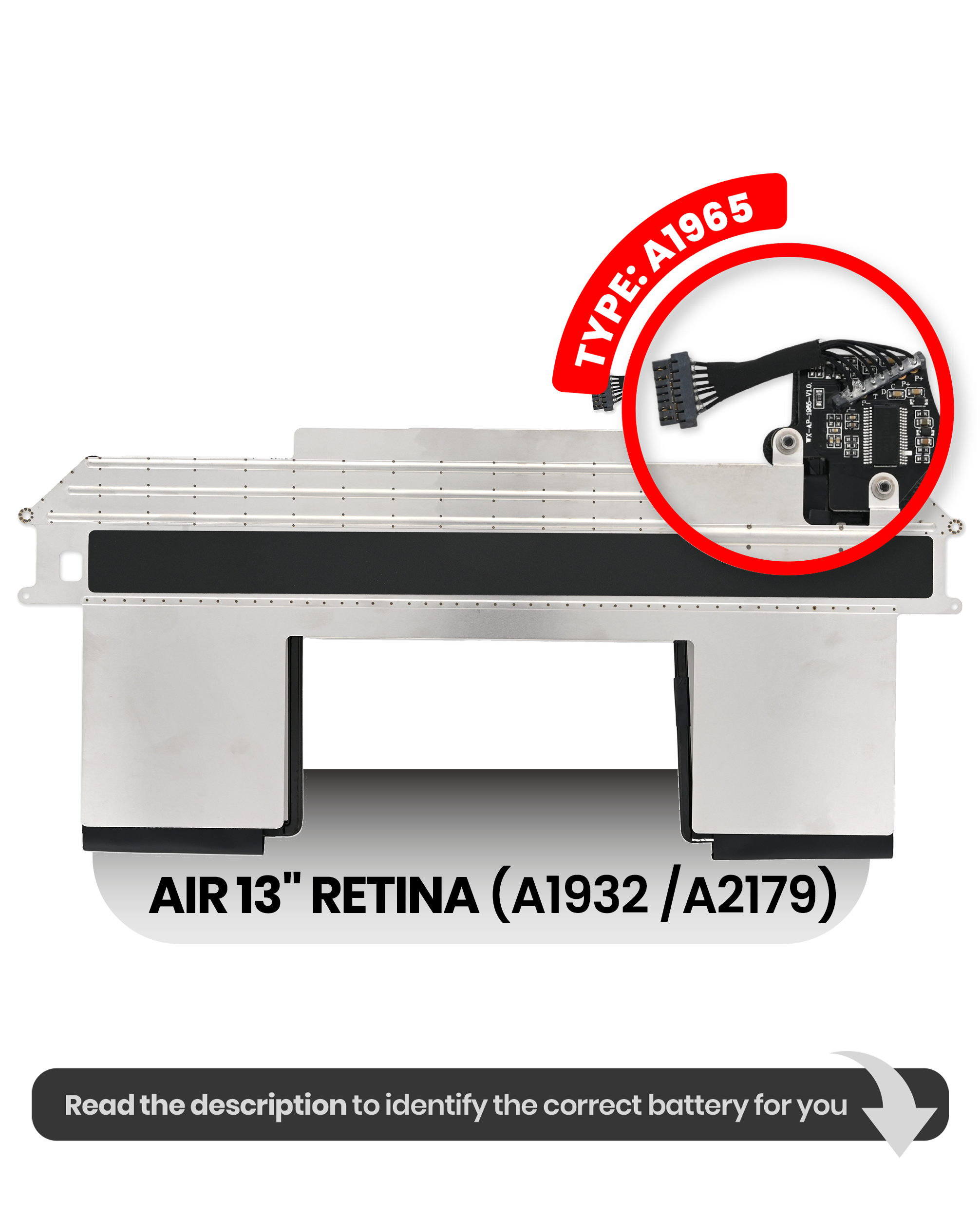Battery (A1965) Compatible For Macbook Air 13" Retina (A1932 / Late 2018 To 2019 / A2179 / Early 2020)