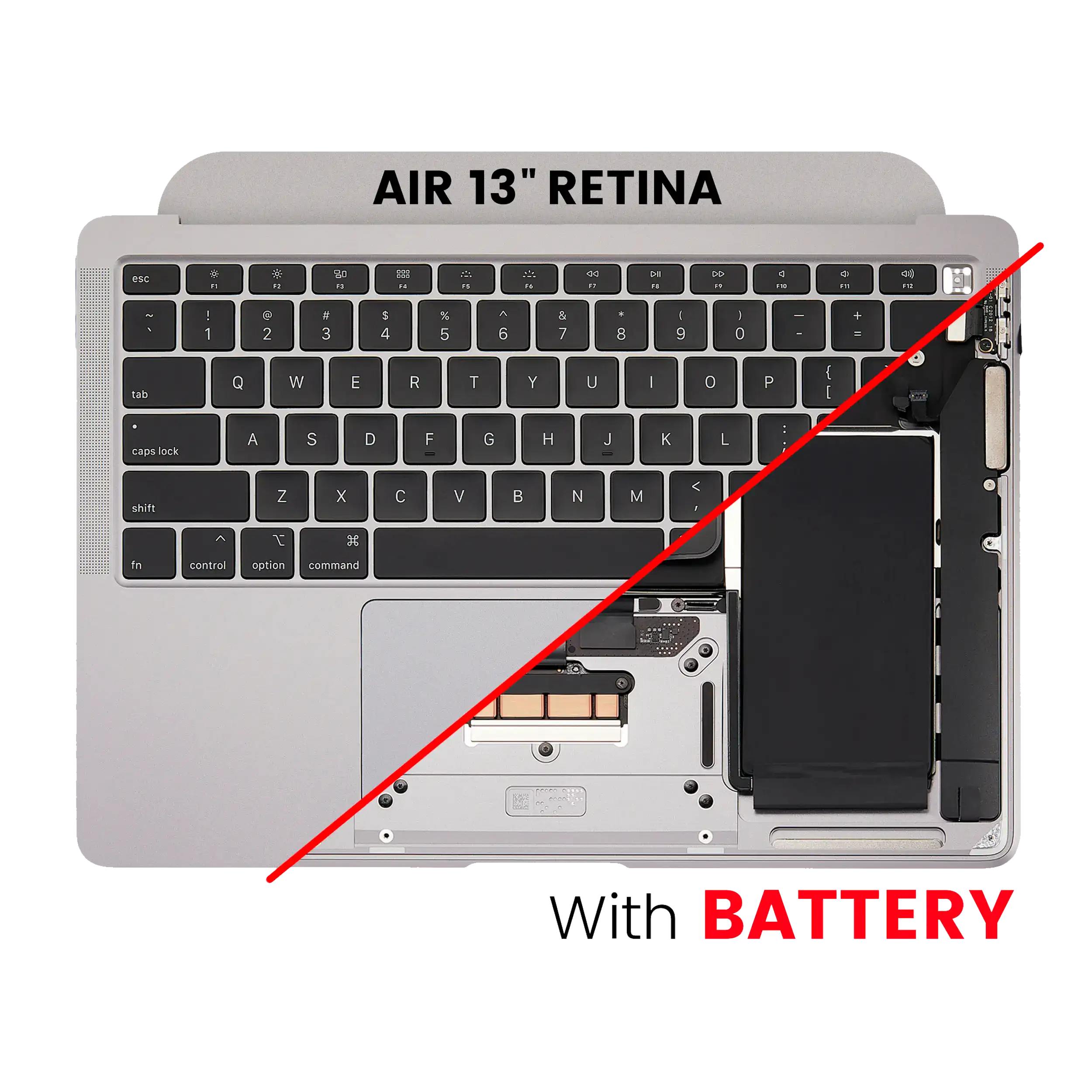 Top Case Assembly With Battery And Keyboard Compatible For Macbook Air 13" Retina (A2179 / Early 2020) (Us Keyboard) (Used  Pull: Grade A) (Silver)