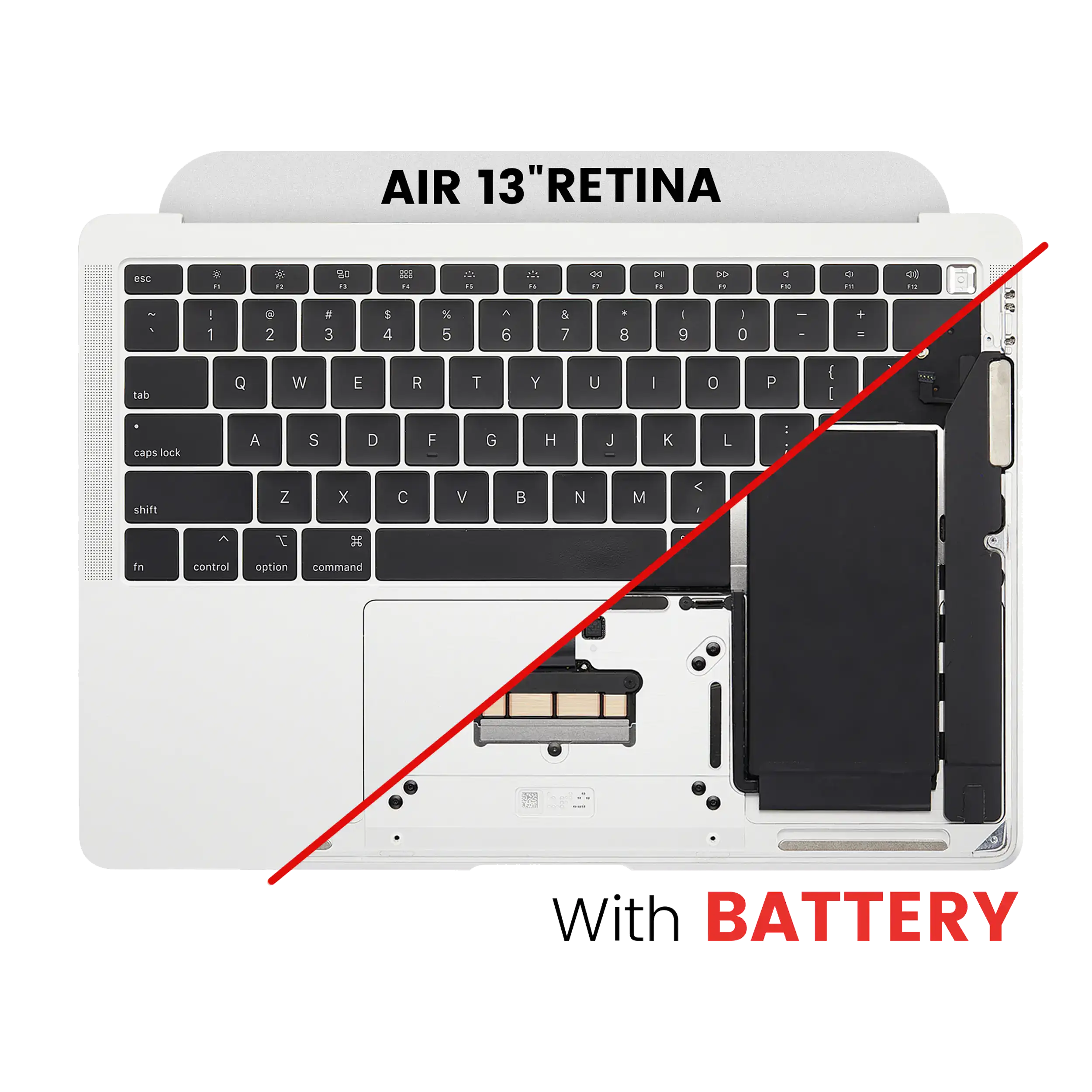 Top Case Assembly With Battery And Keyboard For Macbook Air 13" Retina (A1932, Late 2018 - Mid 2019) - Silver (Used, Grade B)