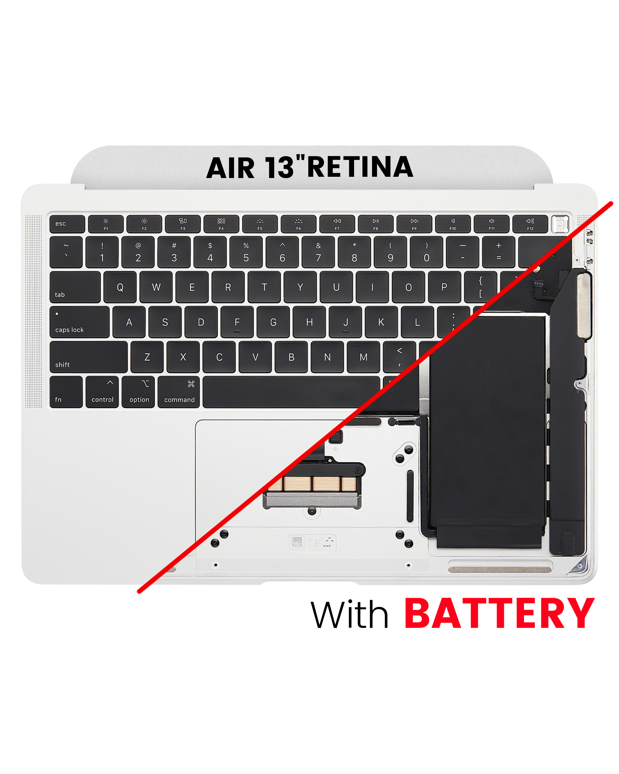 Top Case Assembly With Battery And Keyboard For Macbook Air 13" Retina (A1932, Late 2018 - Mid 2019) - Silver