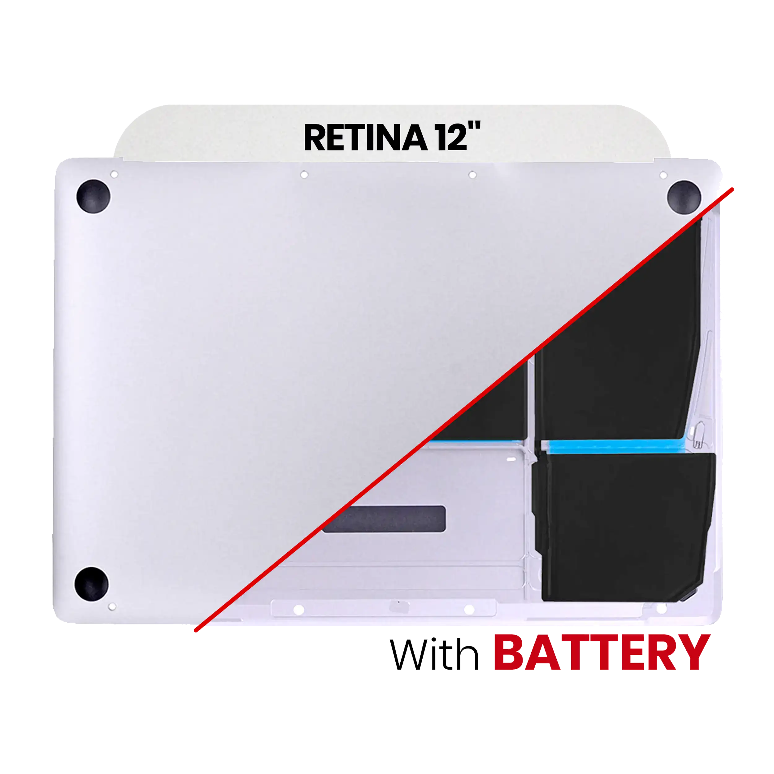 Bottom Case With Battery (A1527) Compatible For Macbook Retina 12" (A1534 / Early 2015) (Silver)