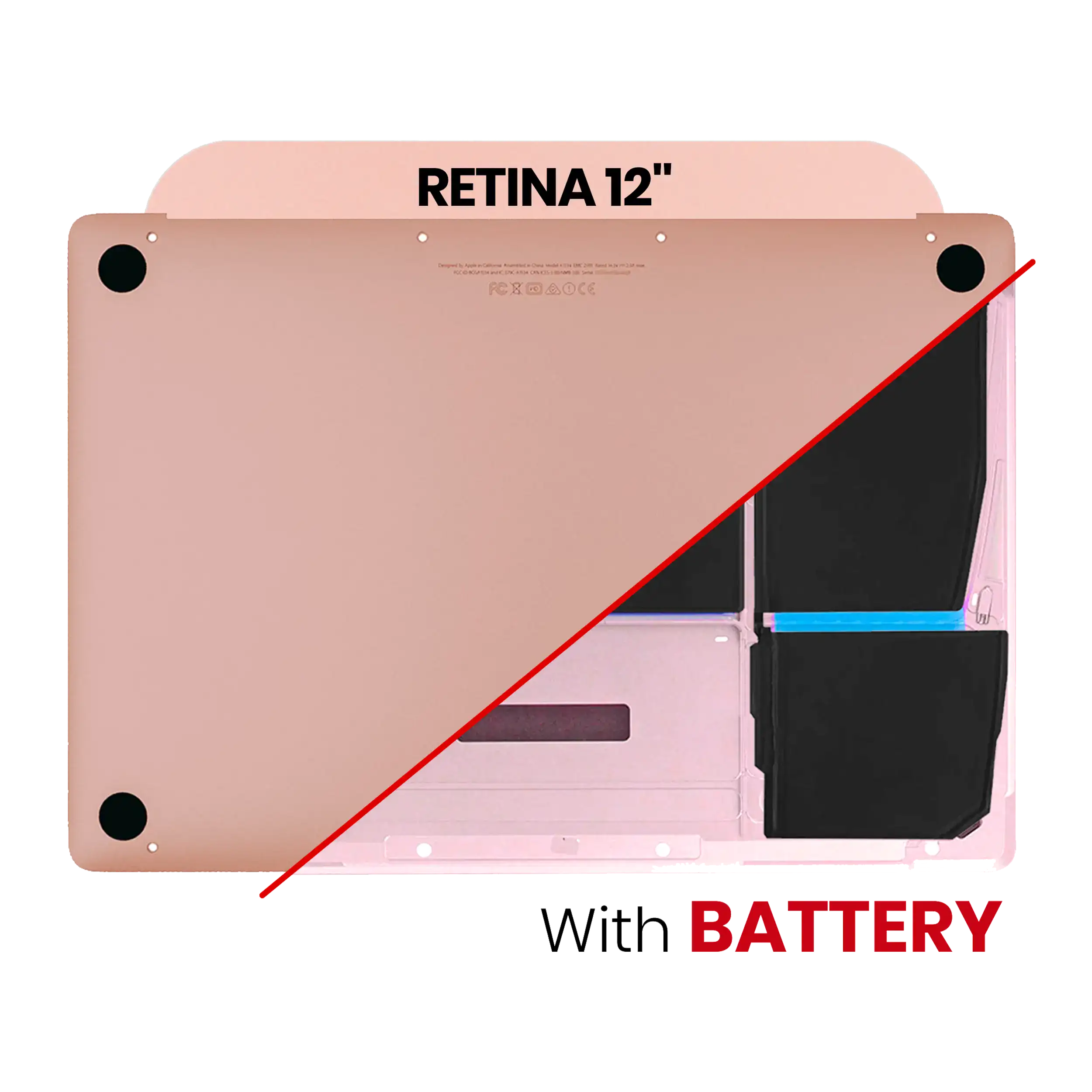 Bottom Case With Battery (A1705) Compatible For Macbook Retina 12" (A1534 / Early 2016 / Mid 2017) (Rose Gold)
