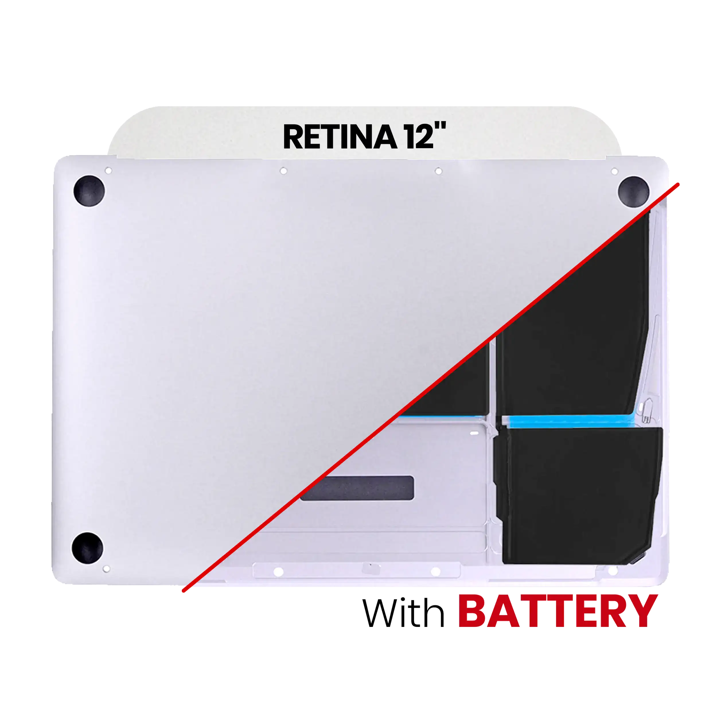 Bottom Case With Battery (A1705) Compatible For Macbook Retina 12" (A1534 / Early 2016 / Mid 2017) (Silver)