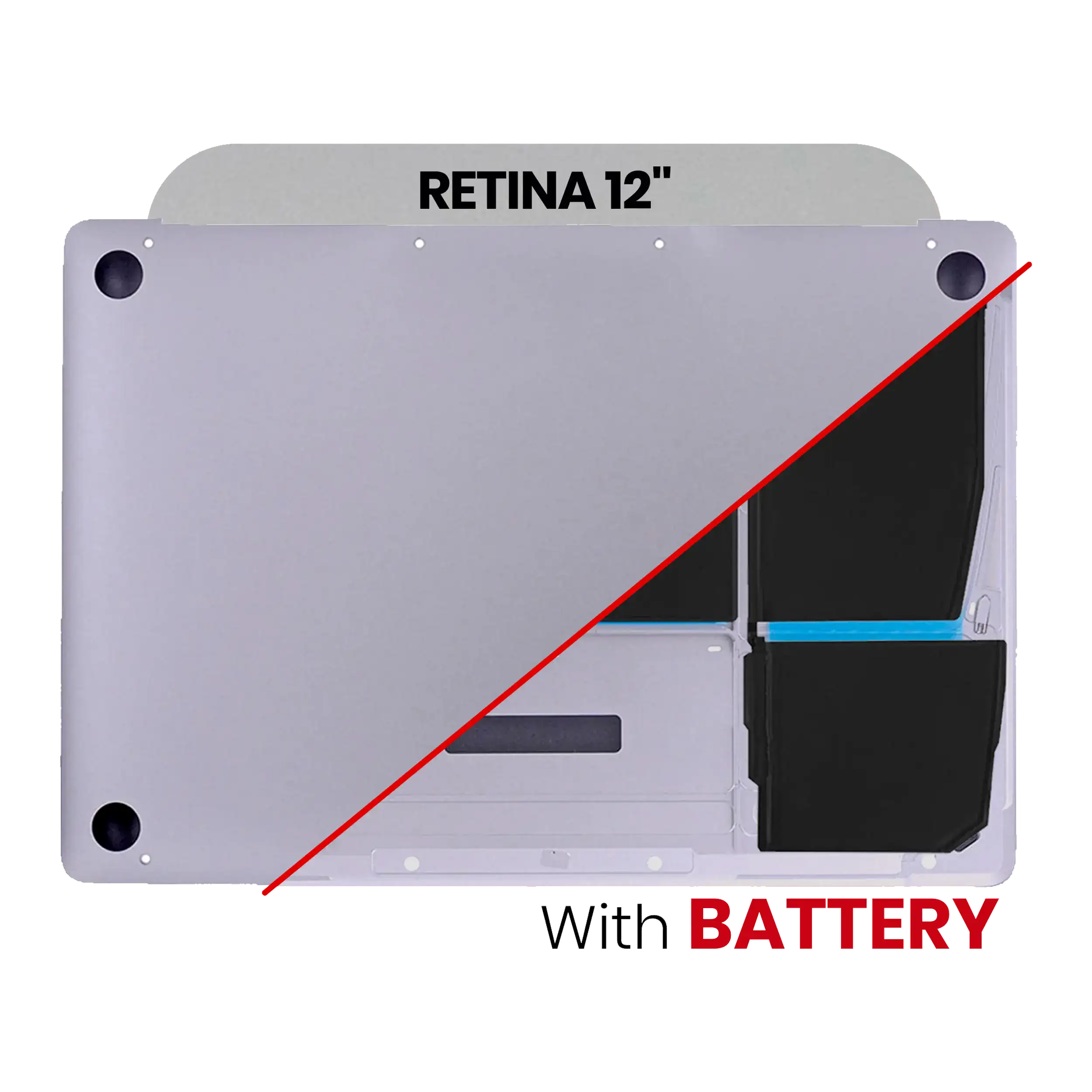 Bottom Case With Battery (A1705) Compatible For Macbook Retina 12" (A1534 / Early 2016 / Mid 2017) (Space Gray)