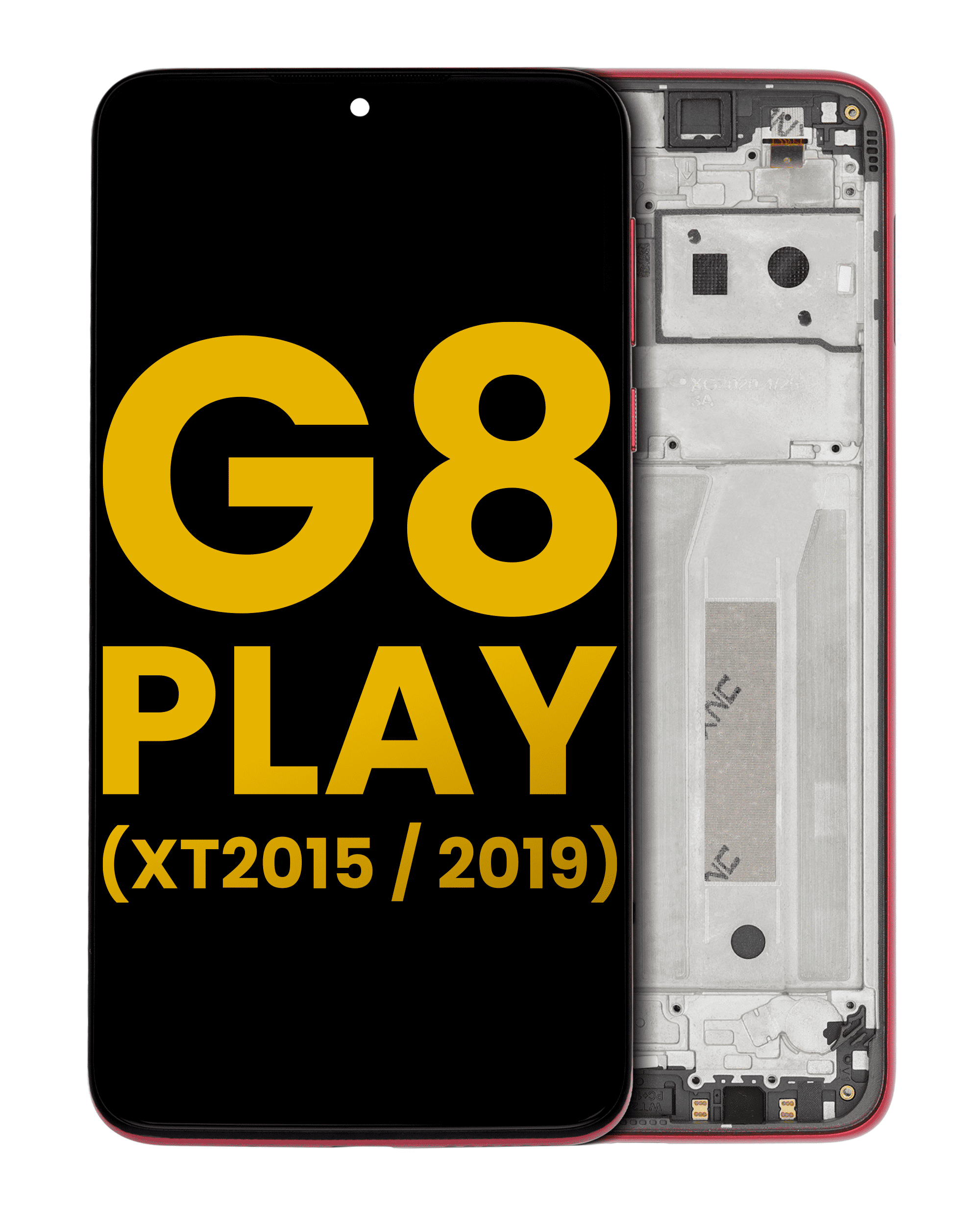 Lcd Assembly With Frame Compatible For Motorola Moto G8 Play (Xt2015 / 2019) (Refurbished) (Magenta Red)