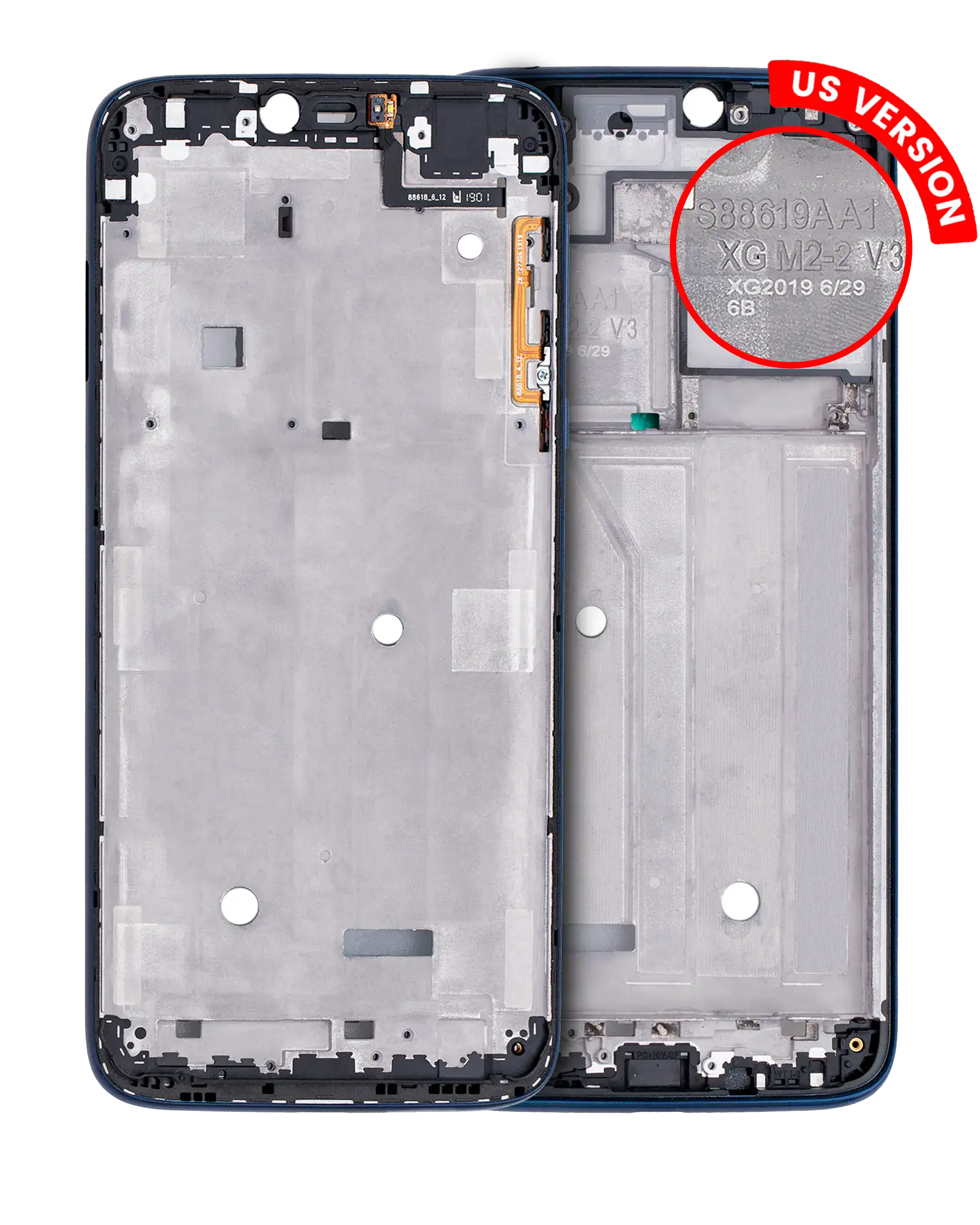 Mid-Frame Housing + Lcd Frame Compatible For Motorola Moto G7 Power (Xt1955 / 2019) (Us Version) (Marine Blue) (2 Piece Set)