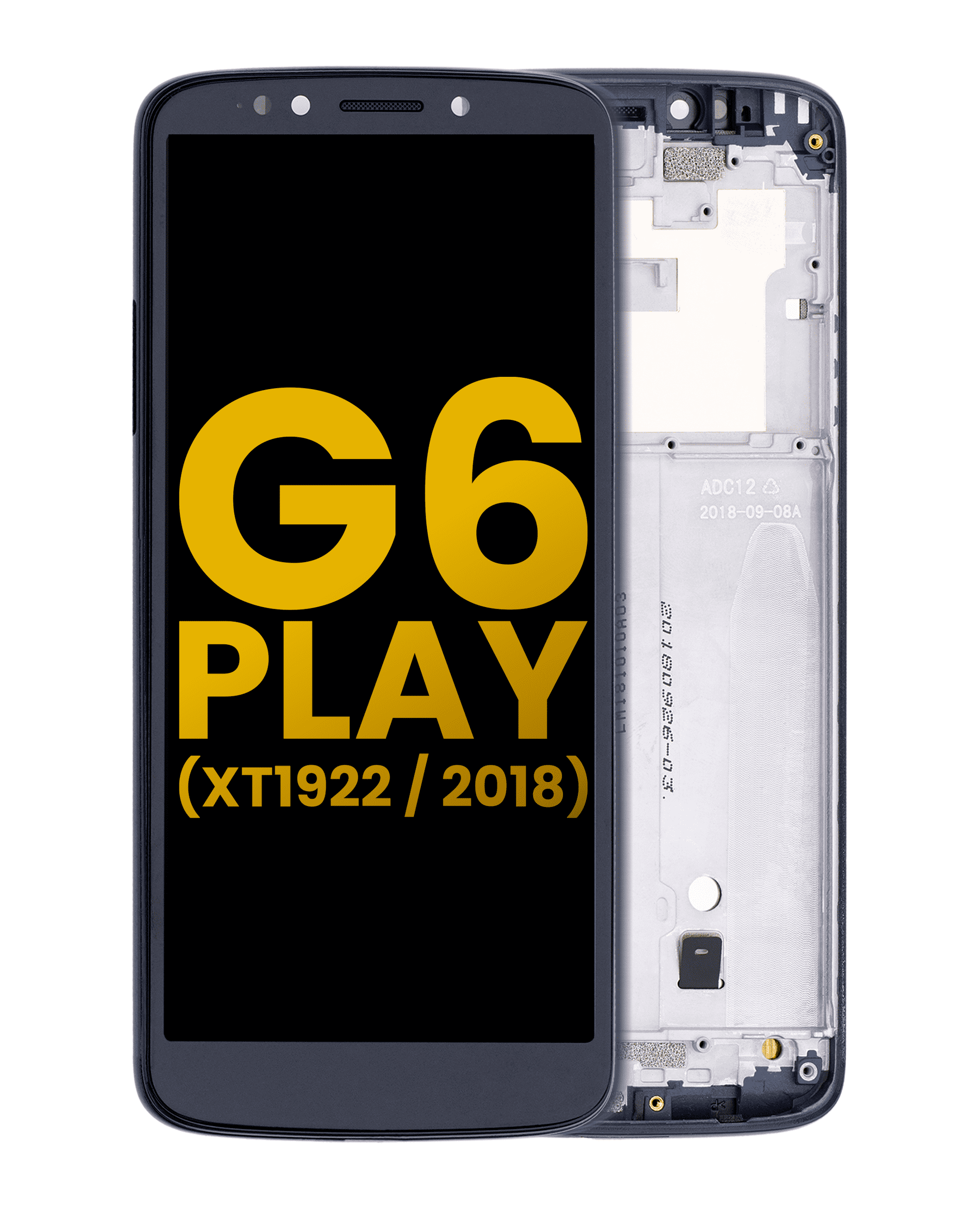 Lcd Assembly With Frame Compatible For Motorola Moto G6 Play (Xt1922 / 2018) (International Version) (Refurbished) (Black)