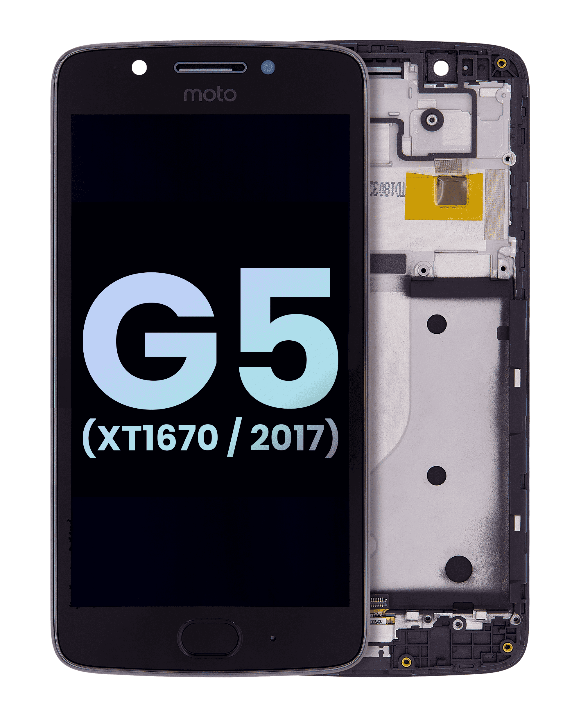 Lcd Assembly With Frame Compatible For Motorola Moto G5 (Xt1670 / 2017) (Official - Not Aftermarket) (Black)