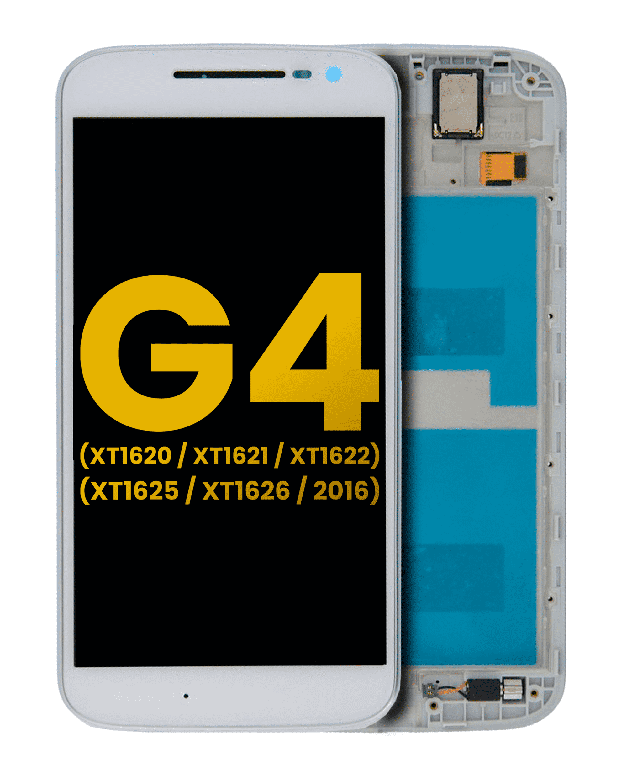 Lcd Assembly With Frame Compatible For Motorola Moto G4 (Xt1620 / Xt1621 / Xt1622 / Xt1625 / Xt1626 / 2016) (Refurbished) (White)