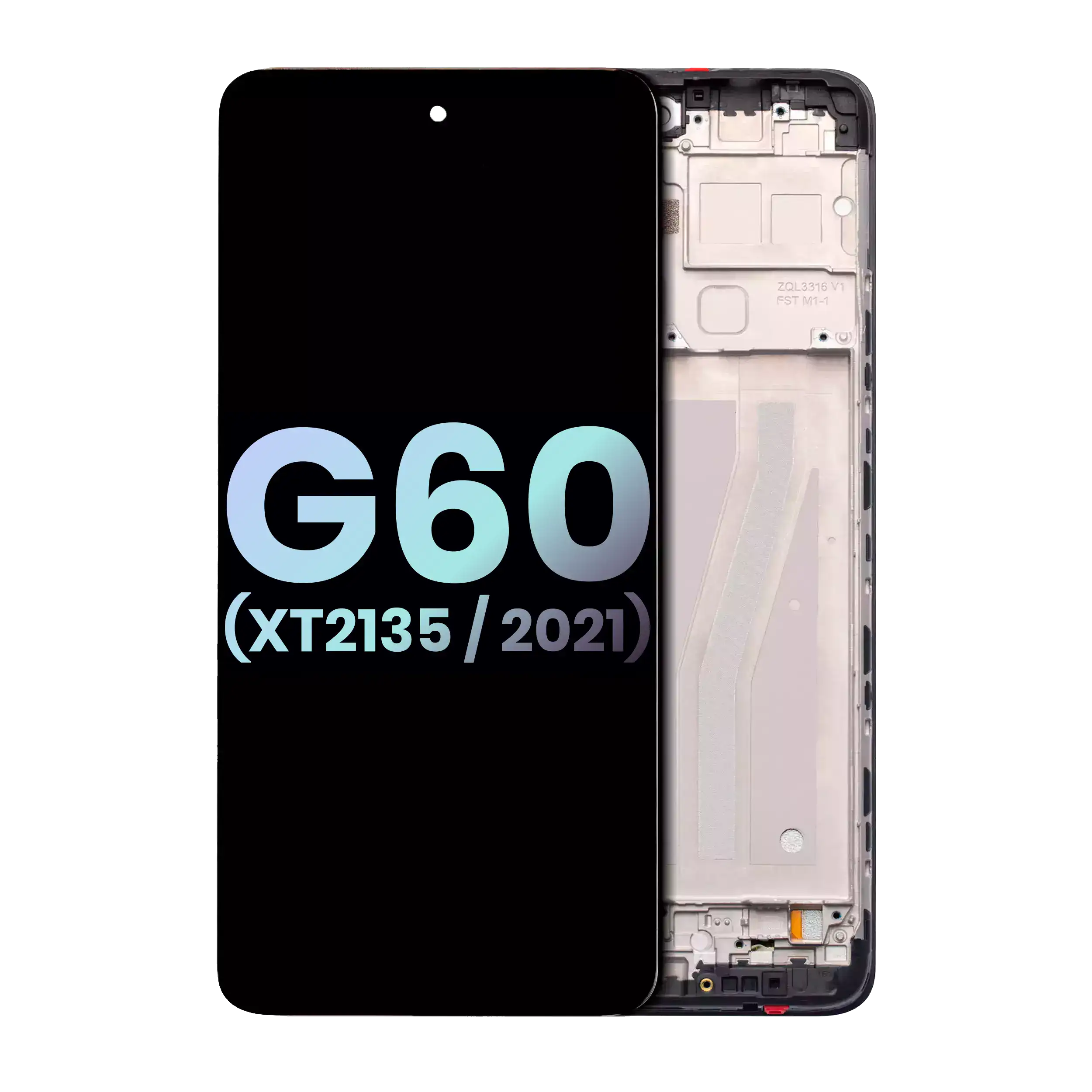 Lcd Assembly With Frame Compatible For Motorola Moto G60 (Xt2135 / 2021) (Official - Not Aftermarket) (Black)