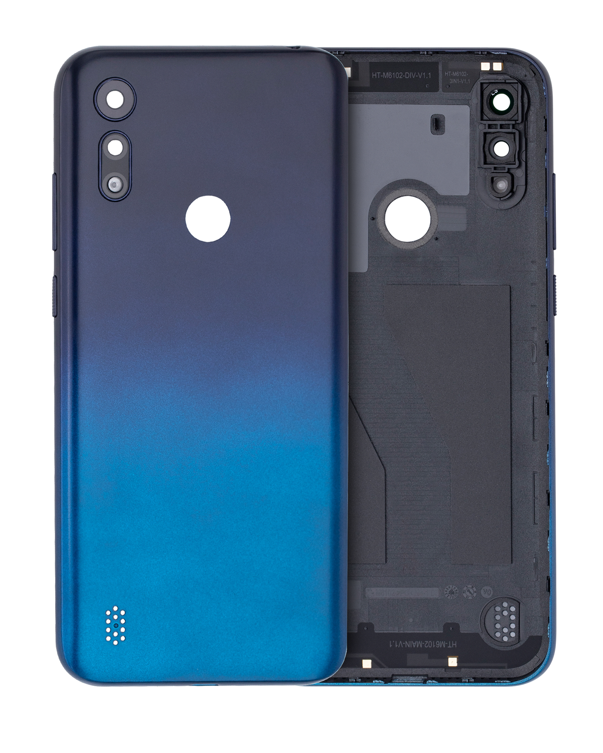 Back Cover Glass Compatible For Motorola Moto E6S (Xt2053 / 2020) (Peacock Blue)