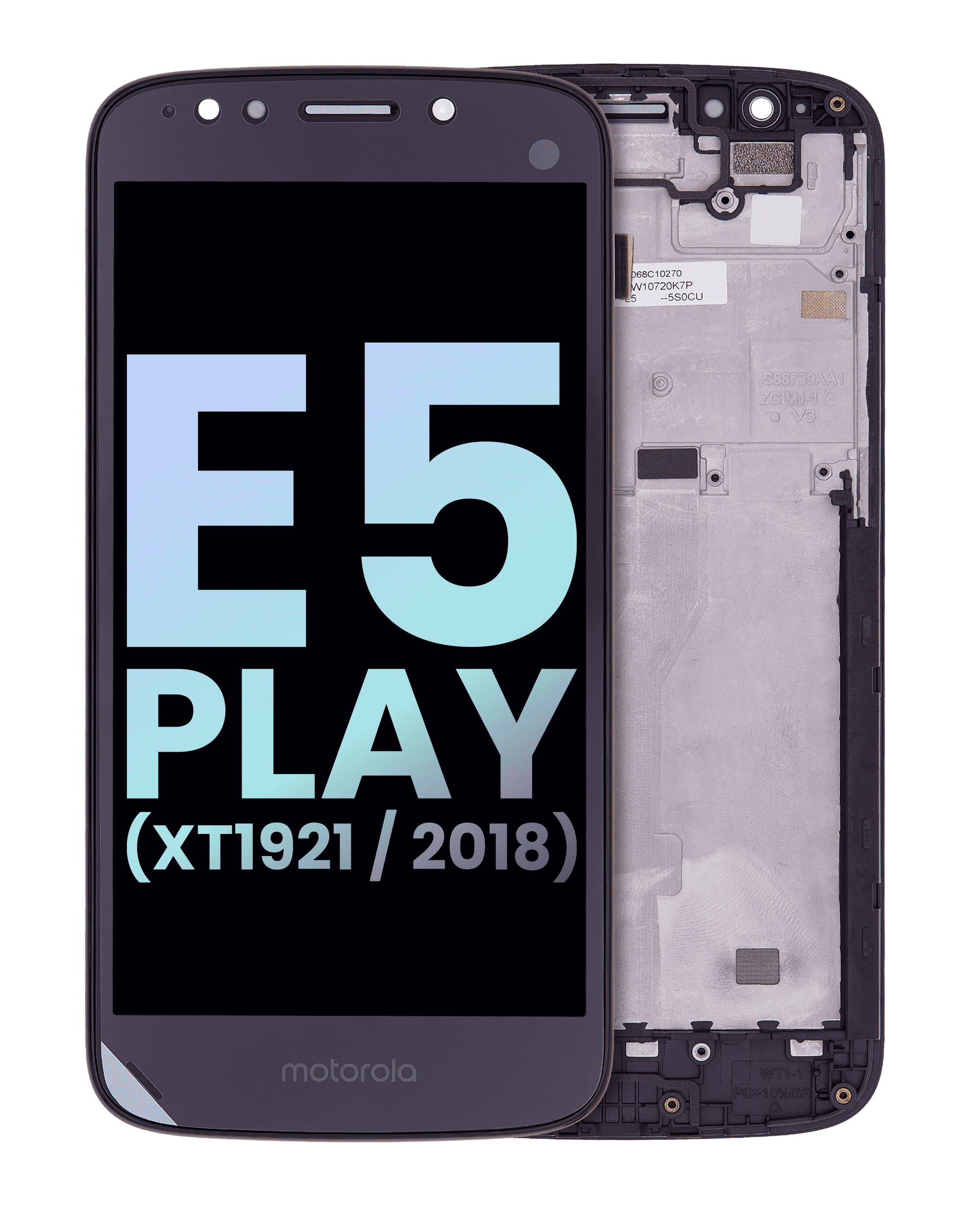 Lcd Assembly With Frame Compatible For Motorola Moto E5 Play (Xt1921 / 2018) (Official - Not Aftermarket) (Black)