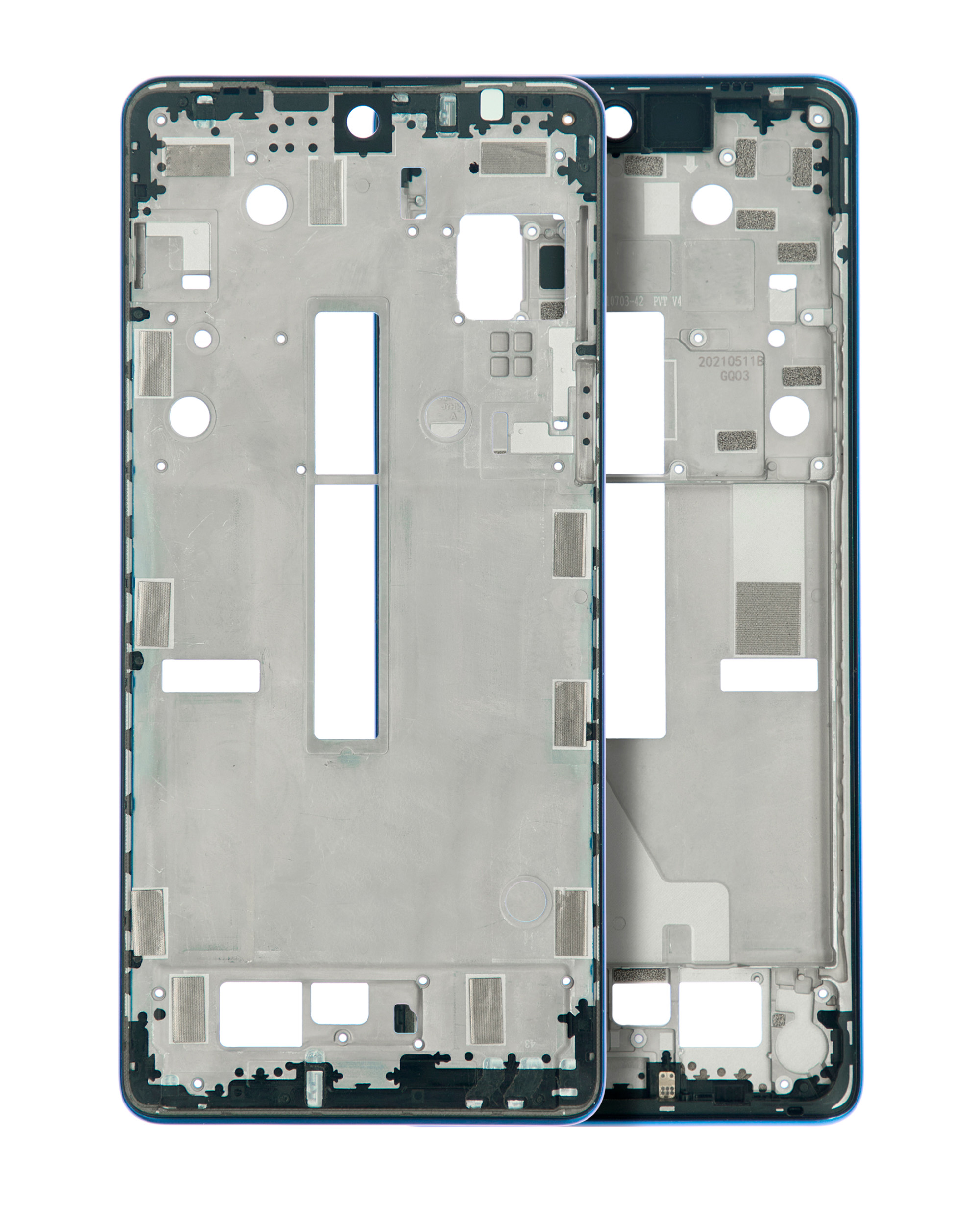 Mid-Frame Housing Compatible For Motorola Edge 20 Pro (Xt2153-1 / 2021) (Blue Vegan Leather)