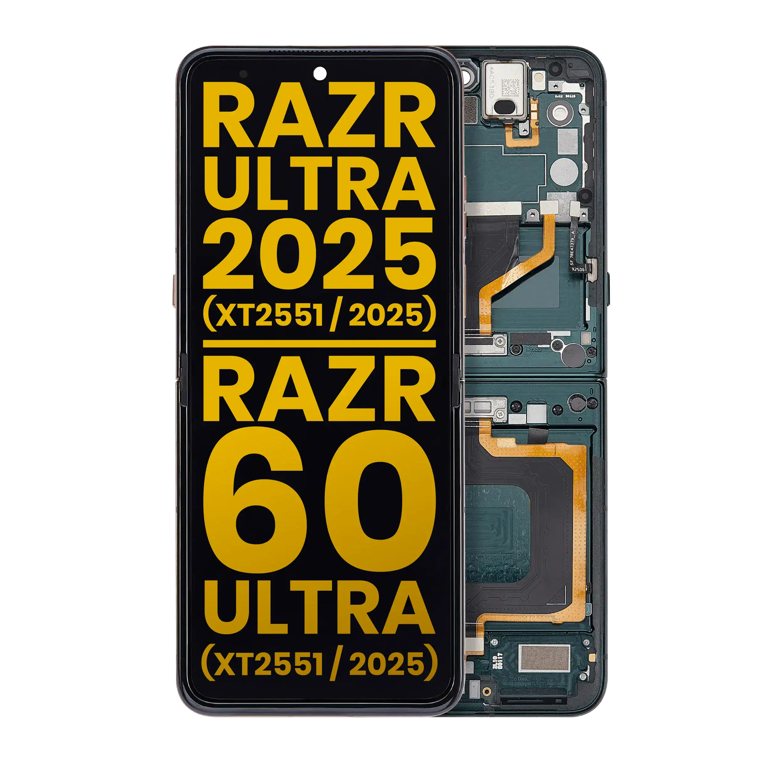 Oled Assembly With Frame Compatible For Motorola Razr Ultra 2025 (Xt2551 / 2025) / Razr 60 Ultra (Xt2551 / 2025) (Refurbished) (Scarab)
