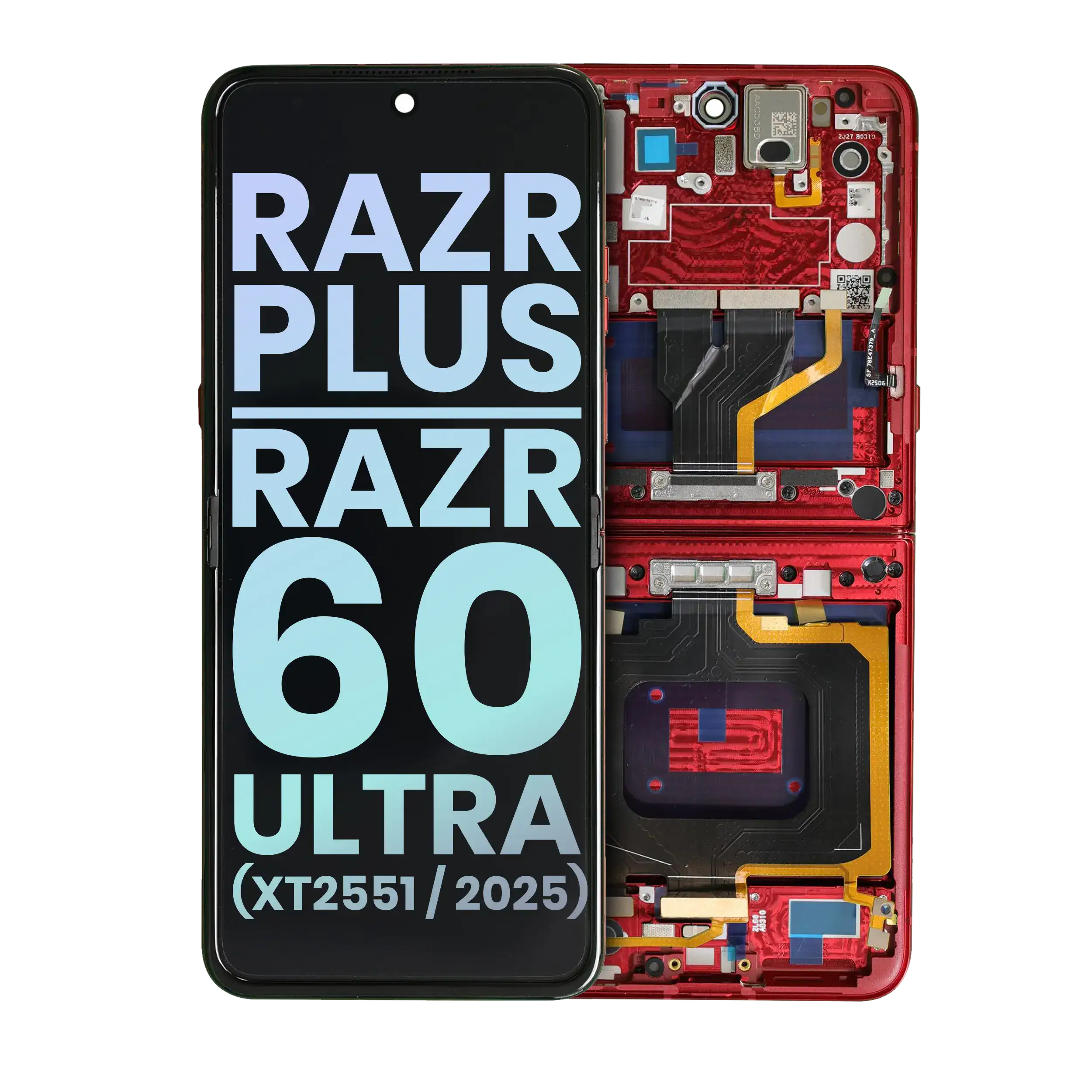 Mian Oled Assembly Compatible For Motorola Razr Plus / Razr 60 Ultra (Xt2551 / 2025) (Official - Not Aftermarket) (Rio Red)