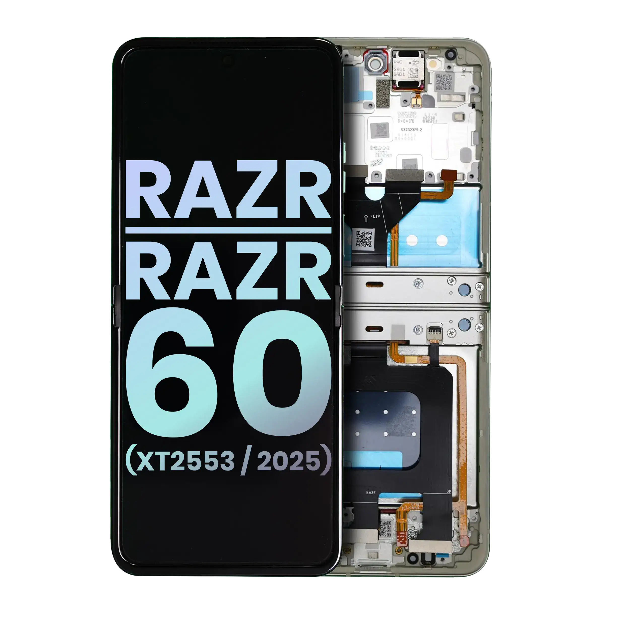 Oled Assembly With Frame Compatible For Motorola Razr / Razr 60 (Xt2553 / 2025) (Official - Not Aftermarket) (Lightest Sky)