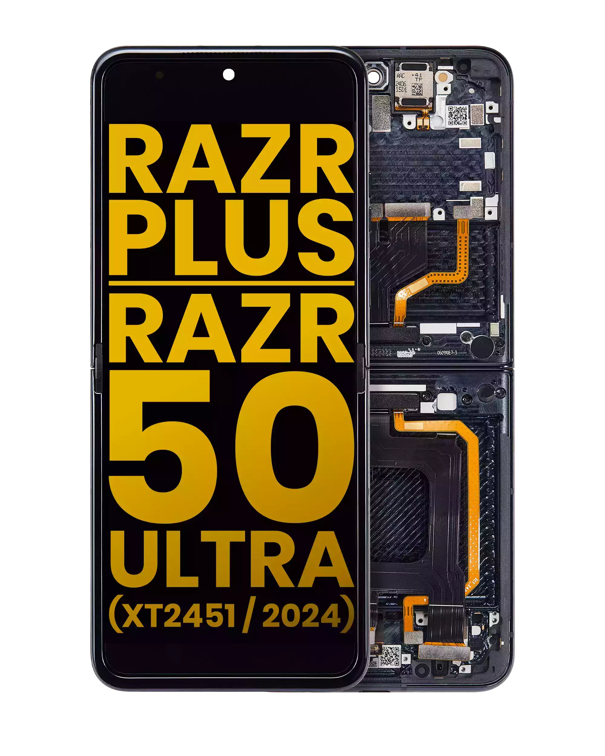 Inner Oled Assembly With Frame Compatible For Motorola Razr Plus / Razr 50 Ultra (Xt2451 / 2024) (Refurbished) (Midnight Blue)