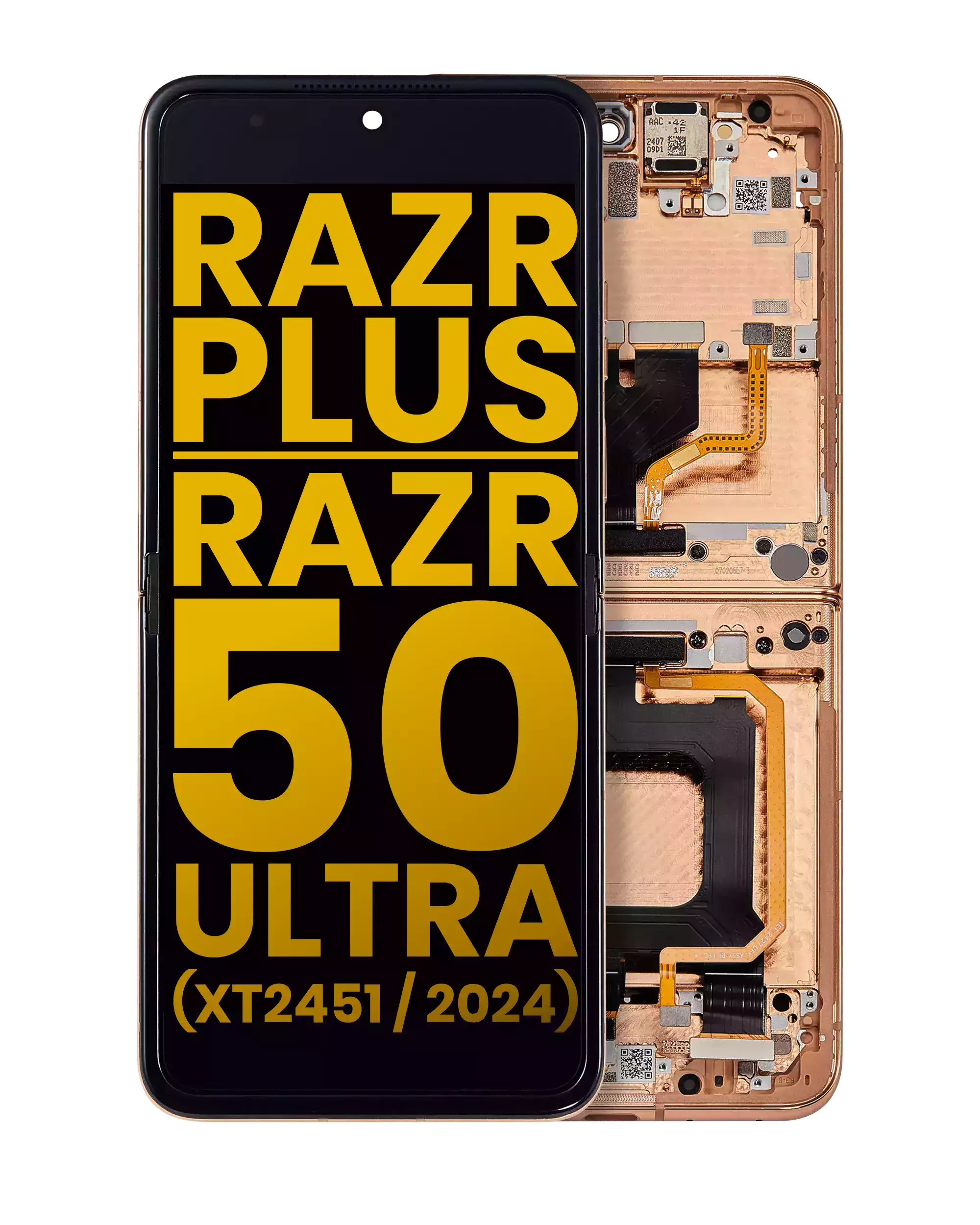 Inner Oled Assembly With Frame Compatible For Motorola Razr Plus / Razr 50 Ultra (Xt2451 / 2024) (Refurbished) (Peach Fuzz)