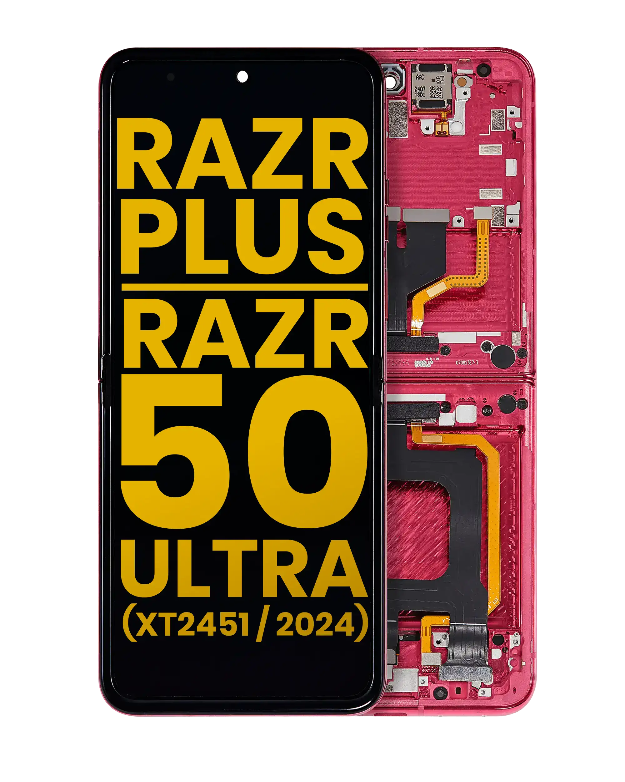 Inner Oled Assembly With Frame Compatible For Motorola Razr Plus / Razr 50 Ultra (Xt2451 / 2024) (Refurbished) (Hot Pink)