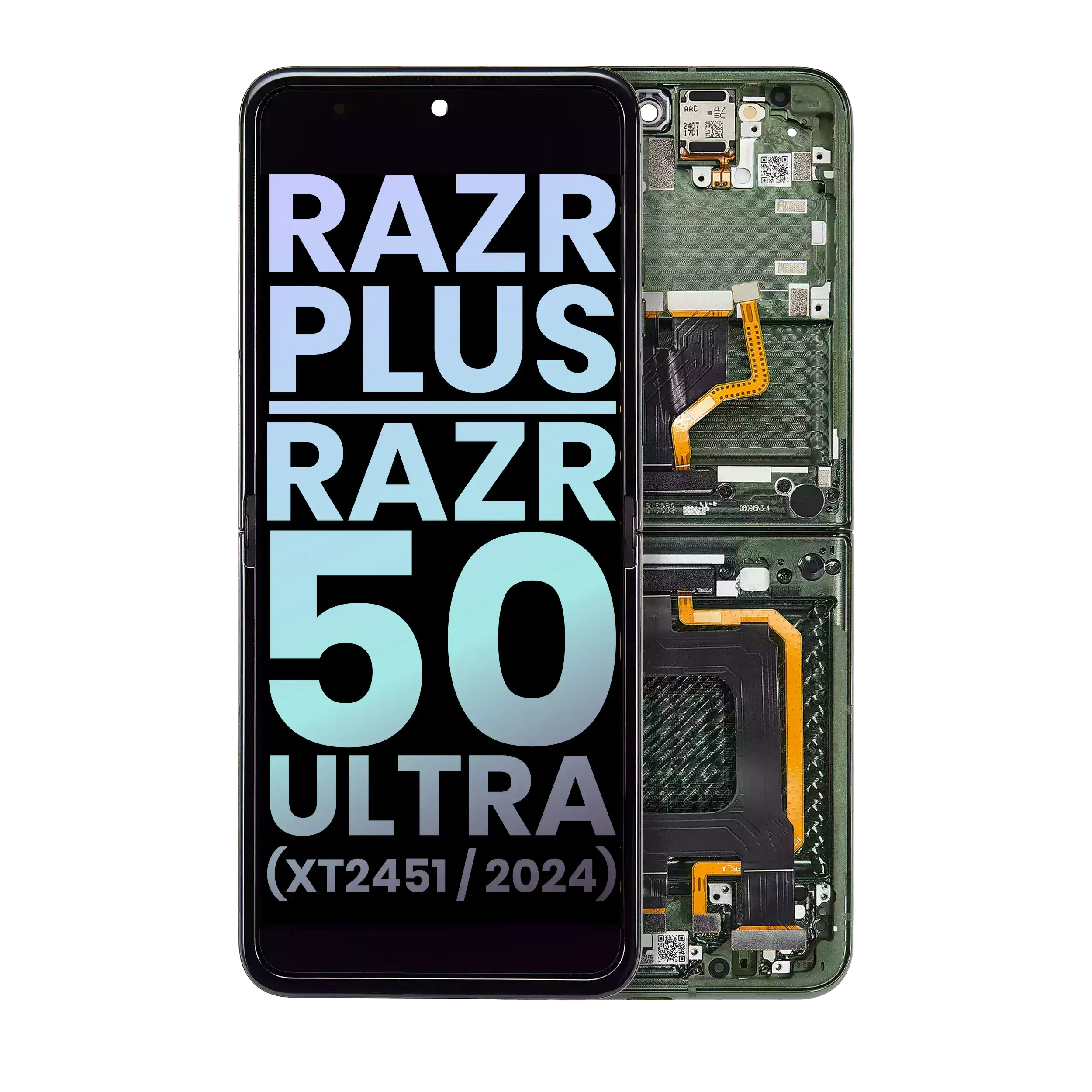Inner Oled Assembly With Frame Compatible For Motorola Razr Plus / Razr 50 Ultra (Xt2451 / 2024) (Official - Not Aftermarket) (Spring Green)
