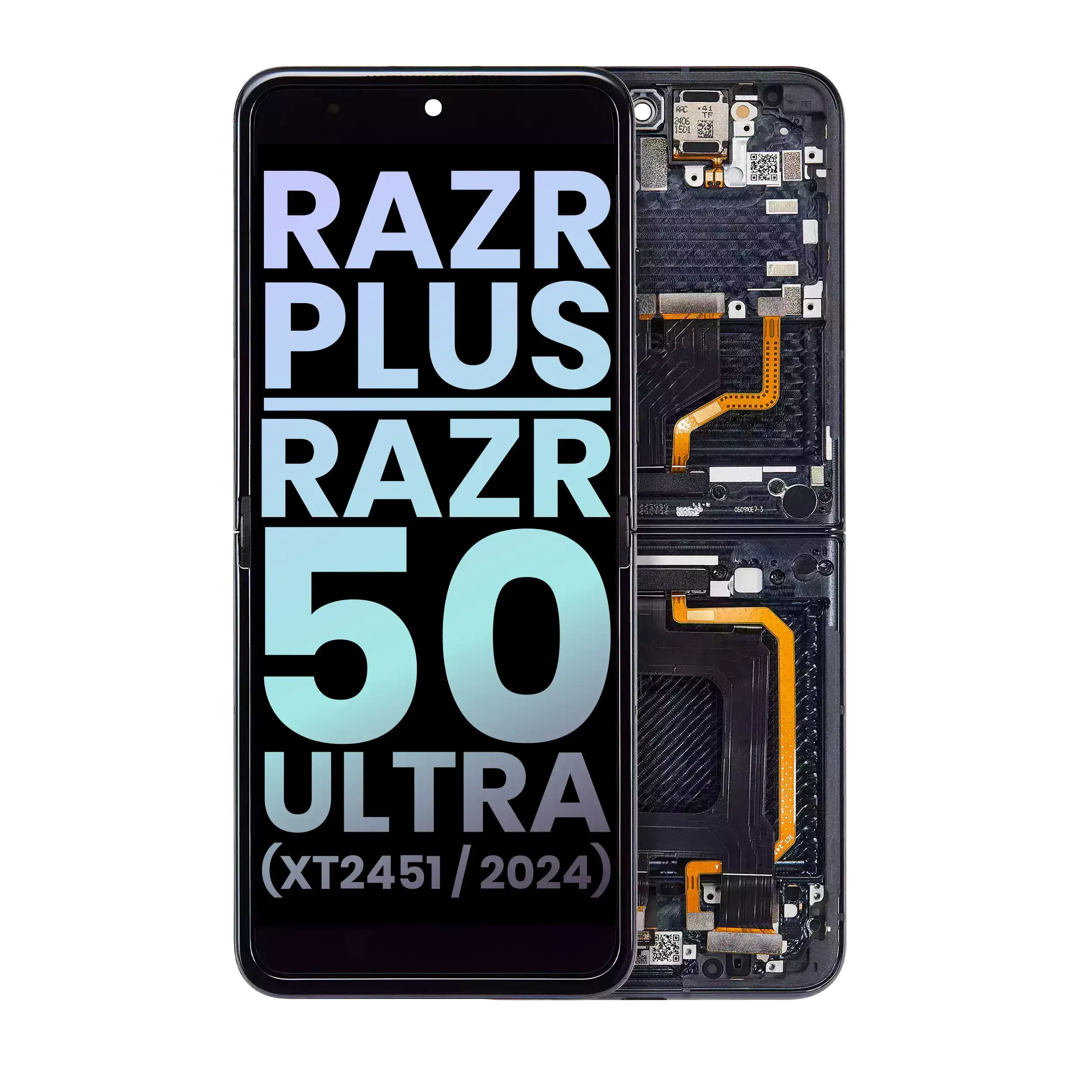 Inner Oled Assembly With Frame Compatible For Motorola Razr Plus / Razr 50 Ultra (Xt2451 / 2024) (Official - Not Aftermarket) (Midnight Blue)