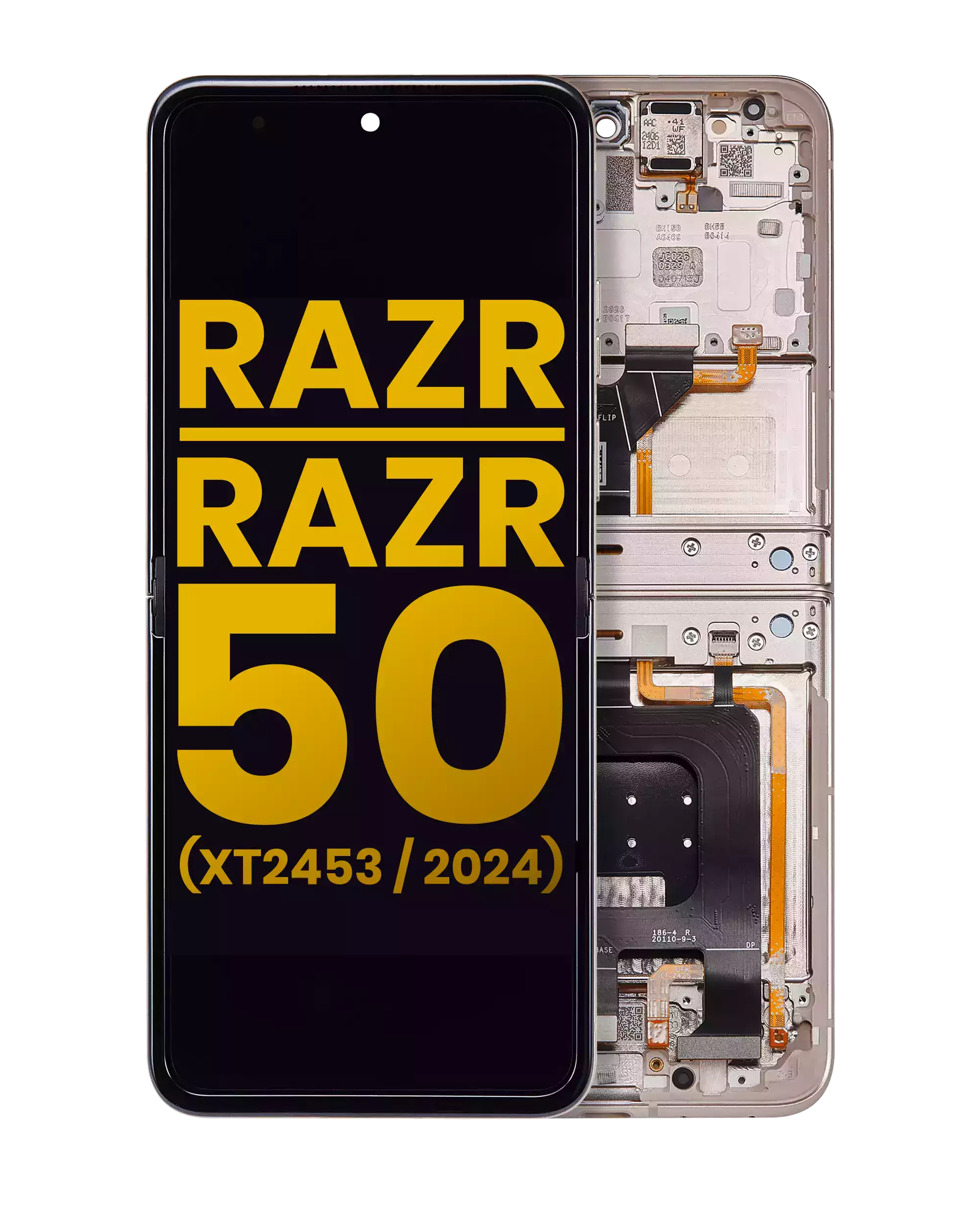 Main Oled Assembly With Frame Compatible For Motorola Razr 2024 / Razr 50 (Xt2453 / 2024) (Refurbished) (Beach Sand)