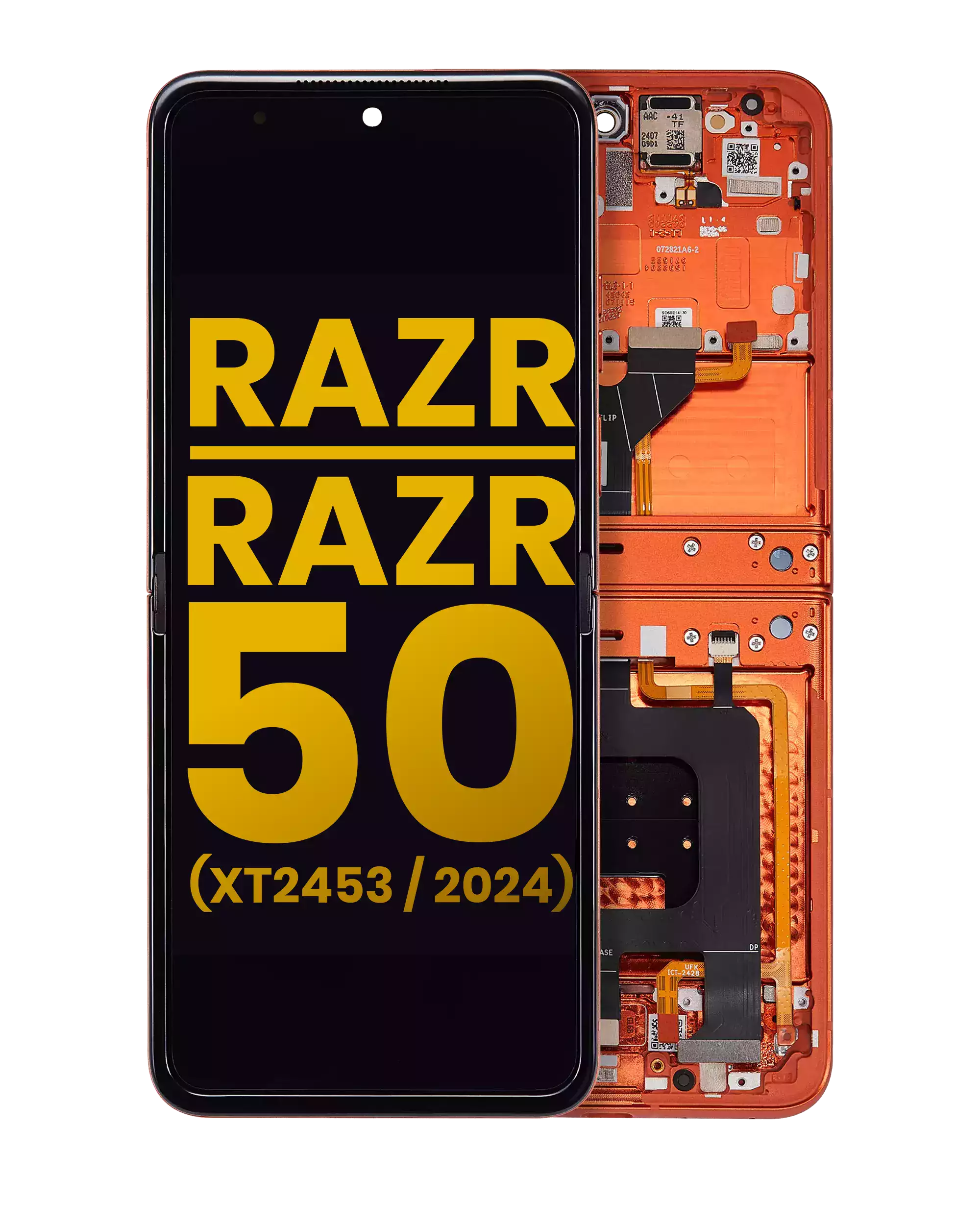 Main Oled Assembly With Frame Compatible For Motorola Razr 2024 / Razr 50 (Xt2453 / 2024) (Refurbished) (Spritz Orange)