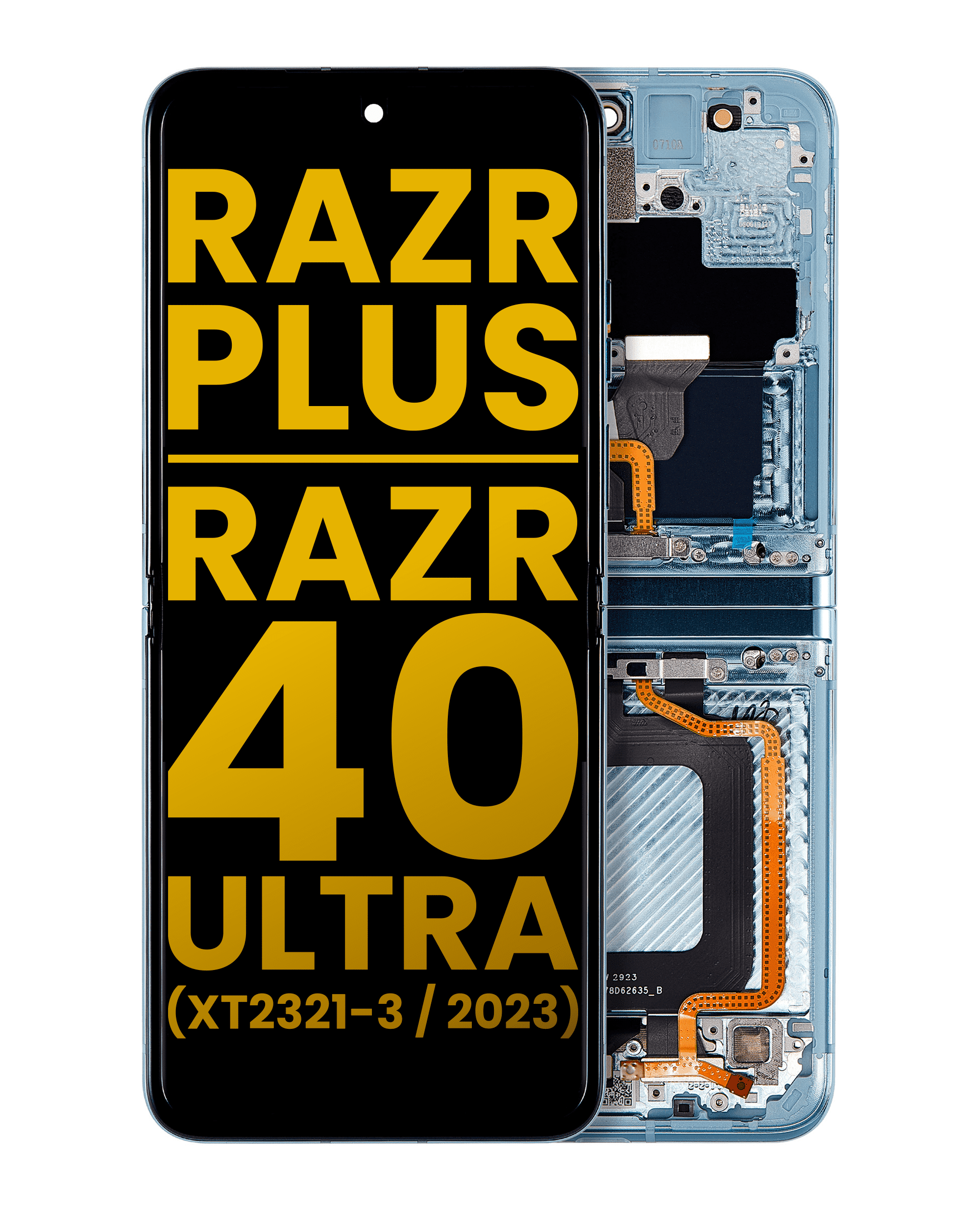 Inner Oled Assembly With Frame Compatible For Motorola Moto Razr Plus / Razr 40 Ultra (Xt2321 / 2023) (Refurbished) (Glacier Blue)