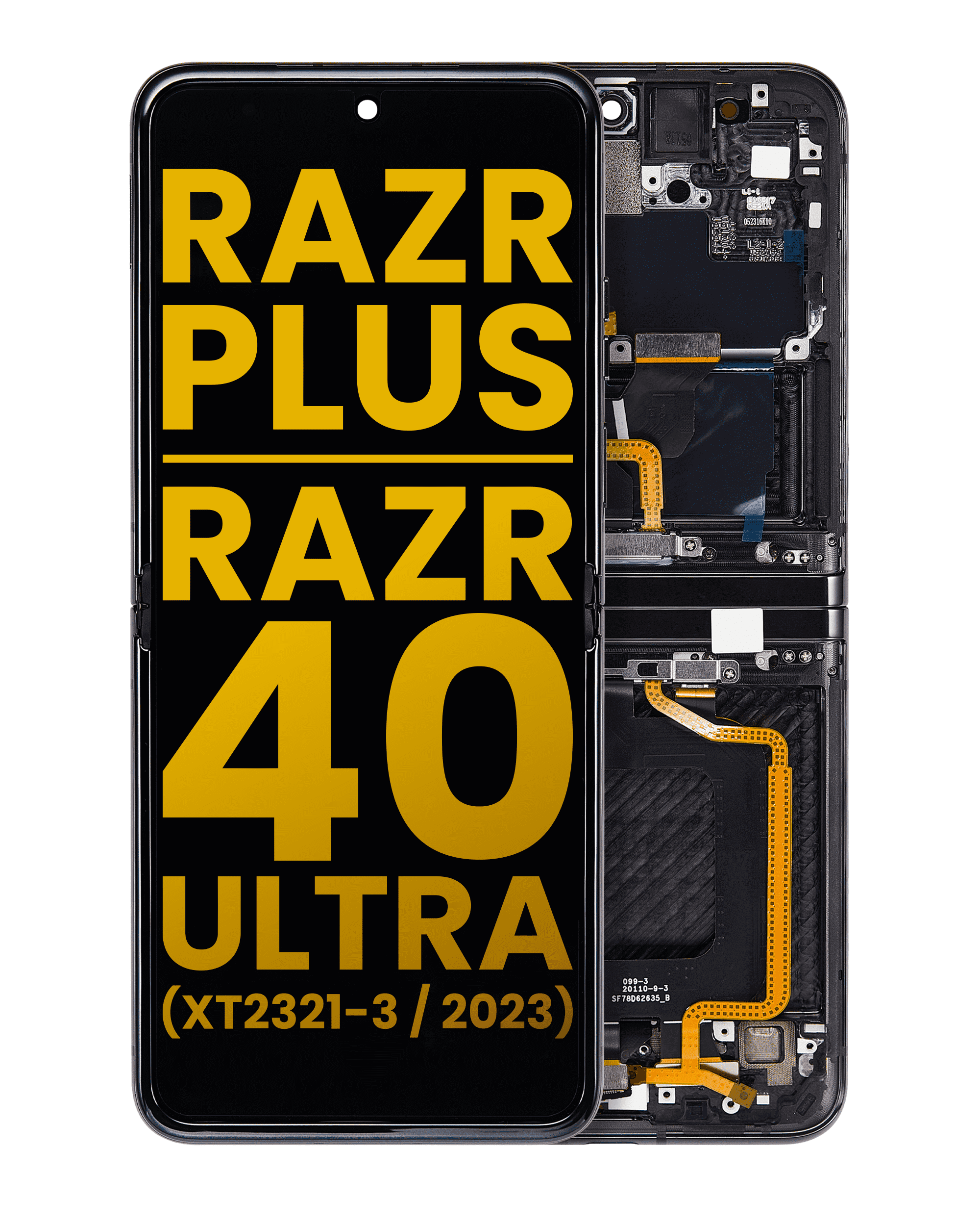 Inner Oled Assembly With Frame Compatible For Motorola Moto Razr Plus / Razr 40 Ultra (Xt2321 / 2023) (Refurbished) (Infinite Black)