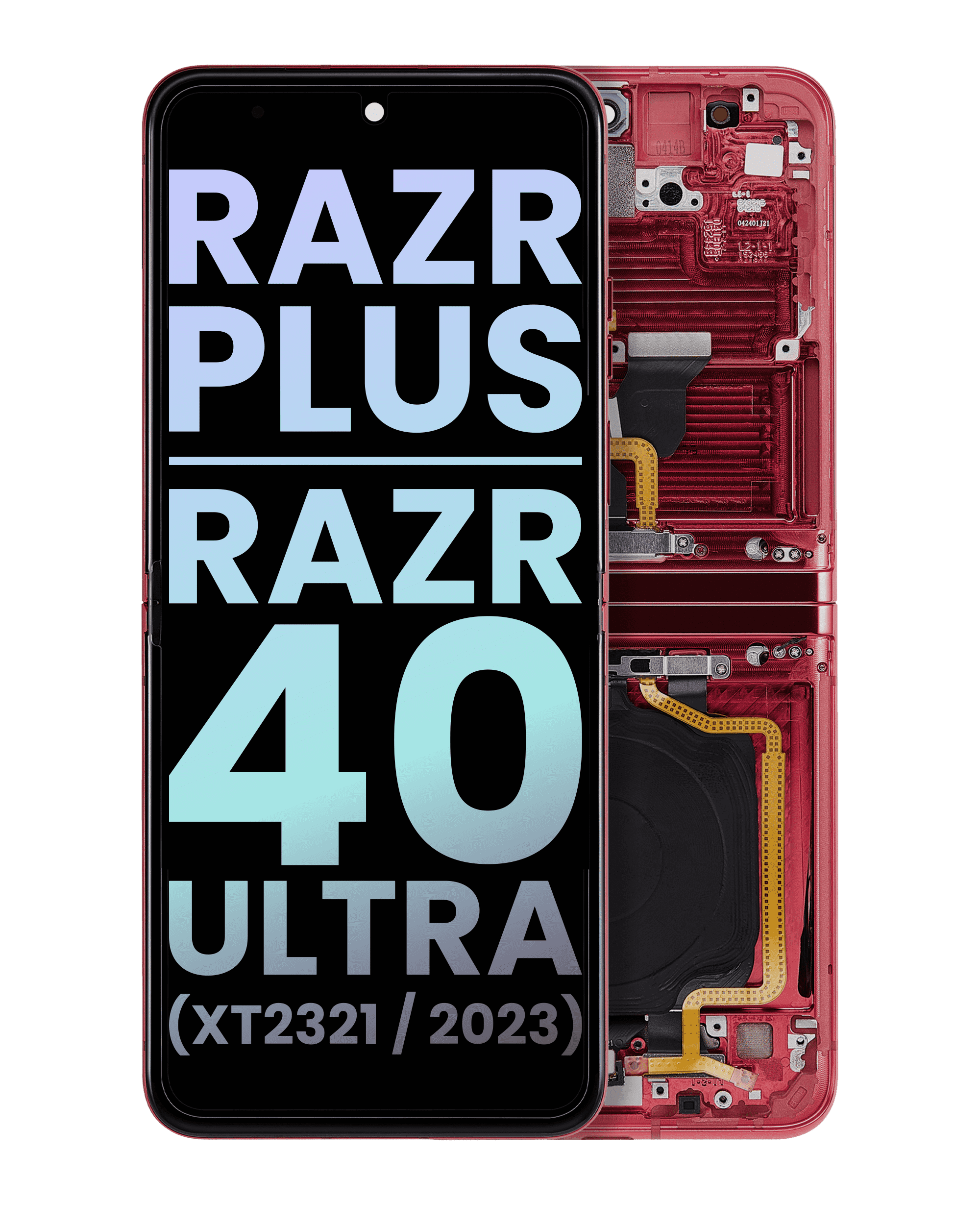 Inner Oled Assembly With Frame Compatible For Motorola Moto Razr Plus / Razr 40 Ultra (Xt2321 / 2023) (Official - Not Aftermarket) (Viva Magenta)