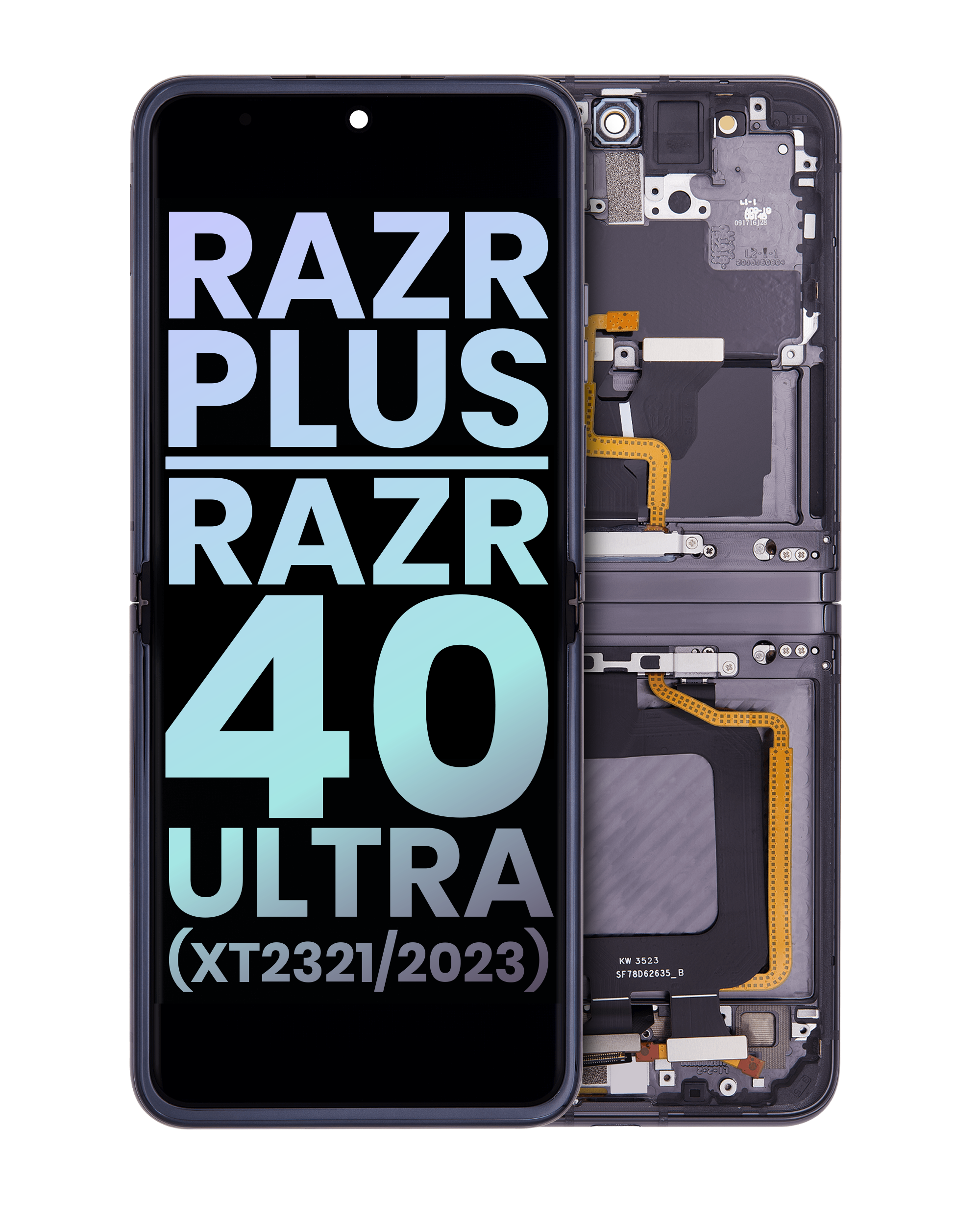 Inner Oled Assembly With Frame Compatible For Motorola Moto Razr Plus / Razr 40 Ultra (Xt2321 / 2023) (Official - Not Aftermarket) (Infinite Black)
