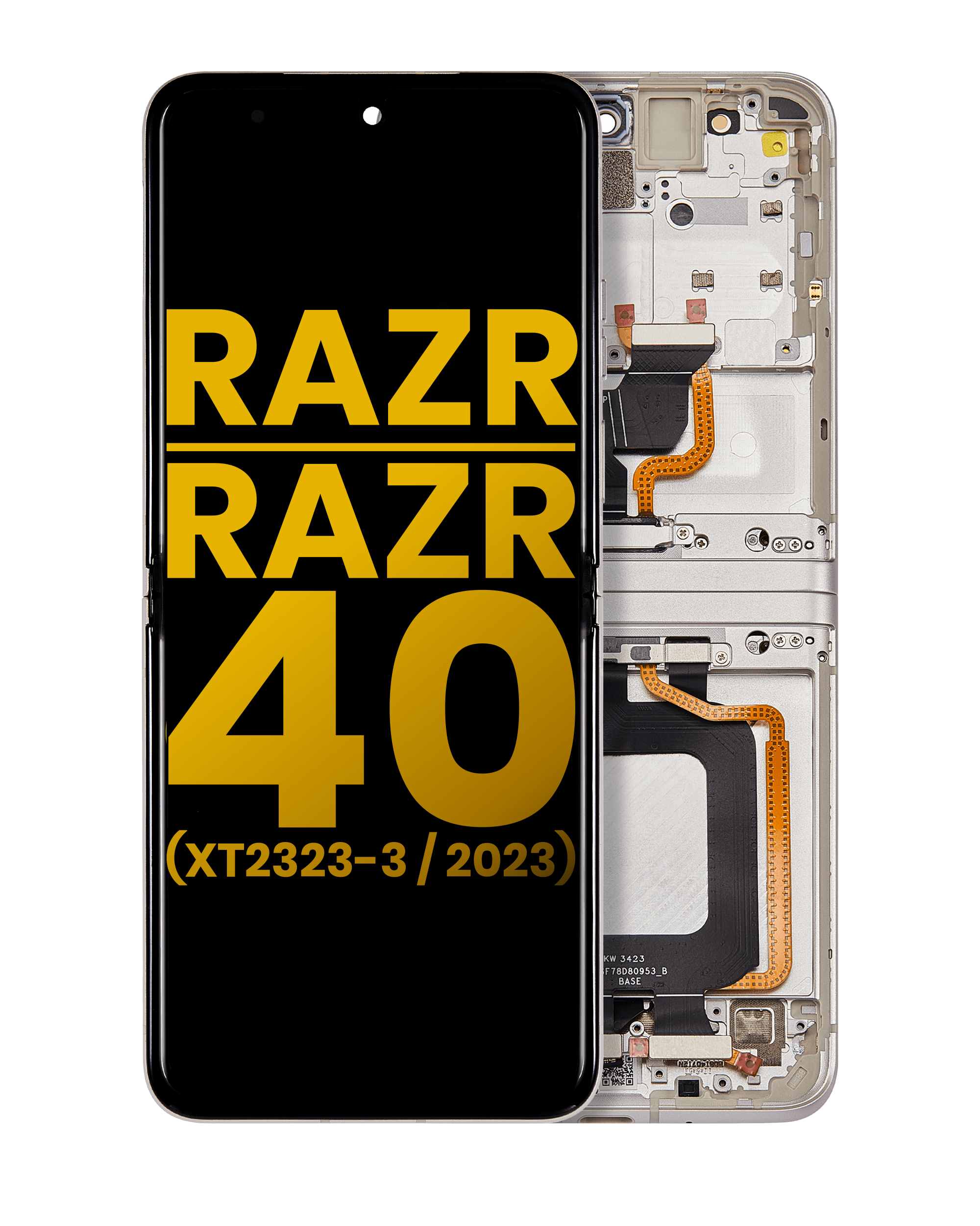 Main Oled Assembly With Frame Compatible For Motorola Razr 2023 / Razr 40 (Xt2323 / 2023) (Refurbished) (Vanilla Cream)