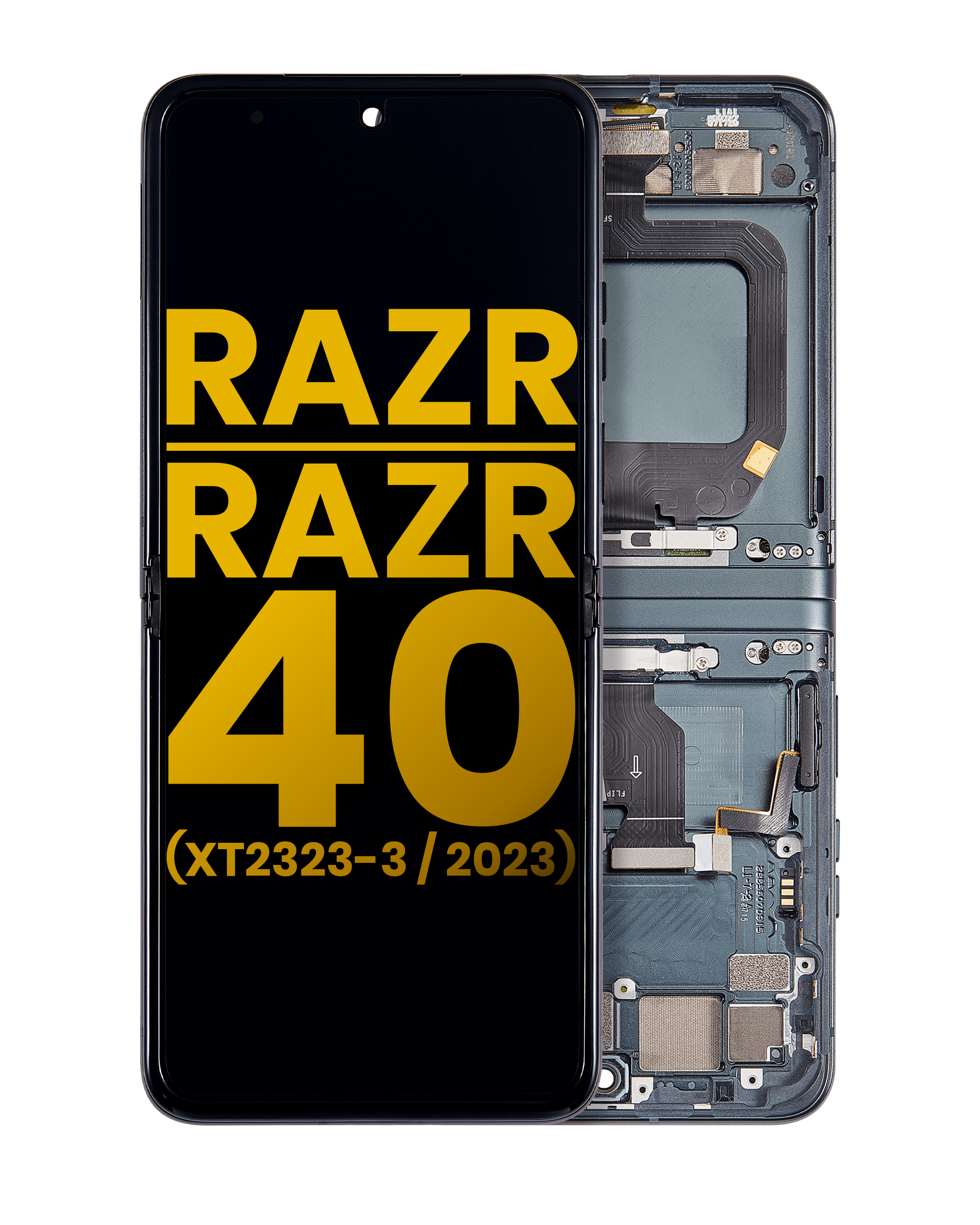 Main Oled Assembly With Frame Compatible For Motorola Razr 2023 / Razr 40 (Xt2323 / 2023) (Refurbished) (Sage Green)