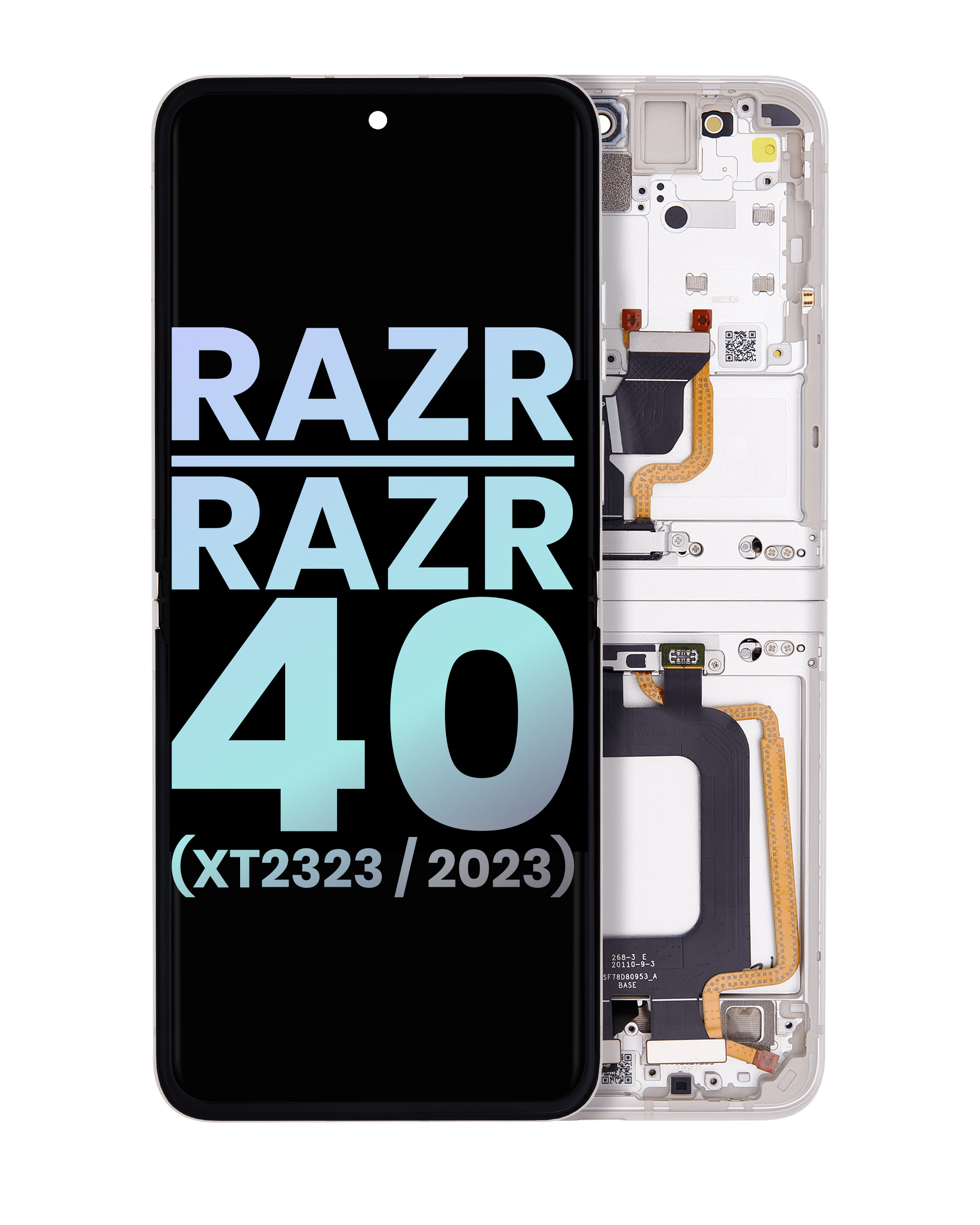 Main Oled Assembly With Frame Compatible For Motorola Razr 2023 / Razr 40 (Xt2323 / 2023) (Official - Not Aftermarket) (Vanilla Cream)