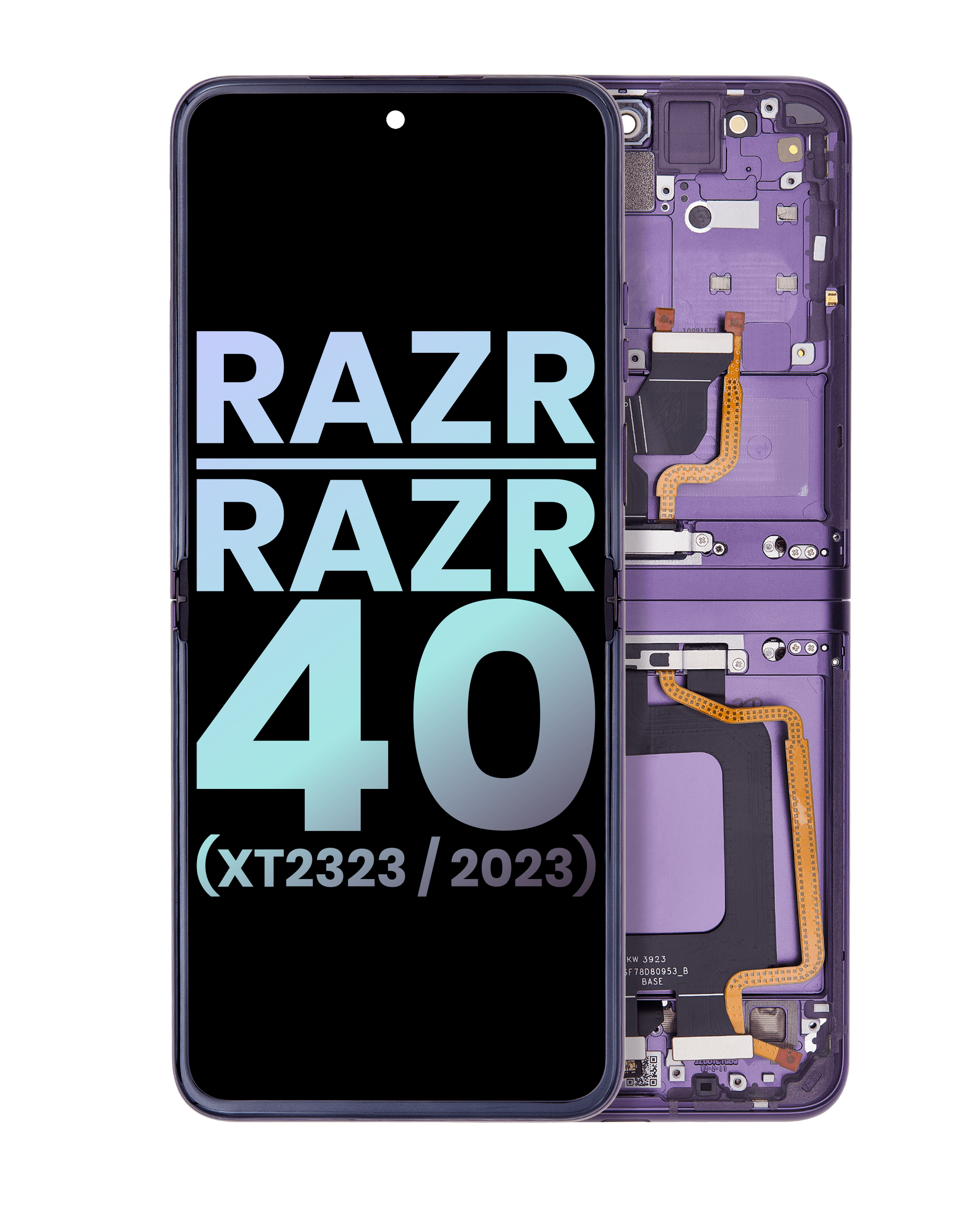 Main Oled Assembly With Frame Compatible For Motorola Razr 2023 / Razr 40 (Xt2323 / 2023) (Official - Not Aftermarket) (Grape Compote)