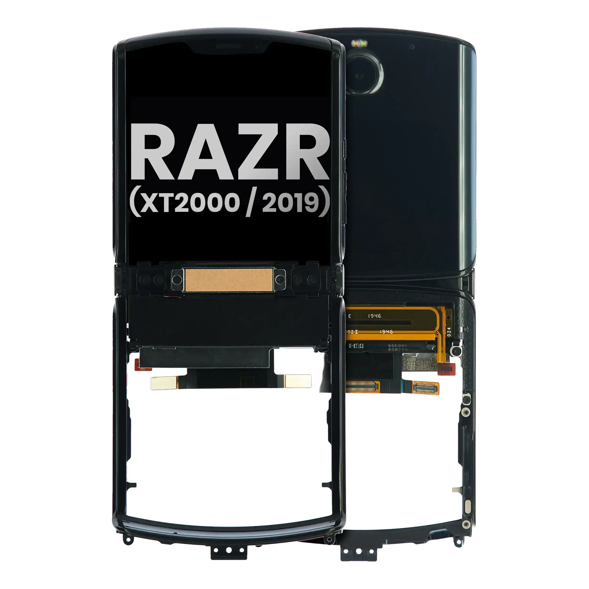 Outer Oled Assembly With Frame Compatible For Motorola Razr (Xt2000 / 2019)  (Official - Not Aftermarket) (Noir Black)