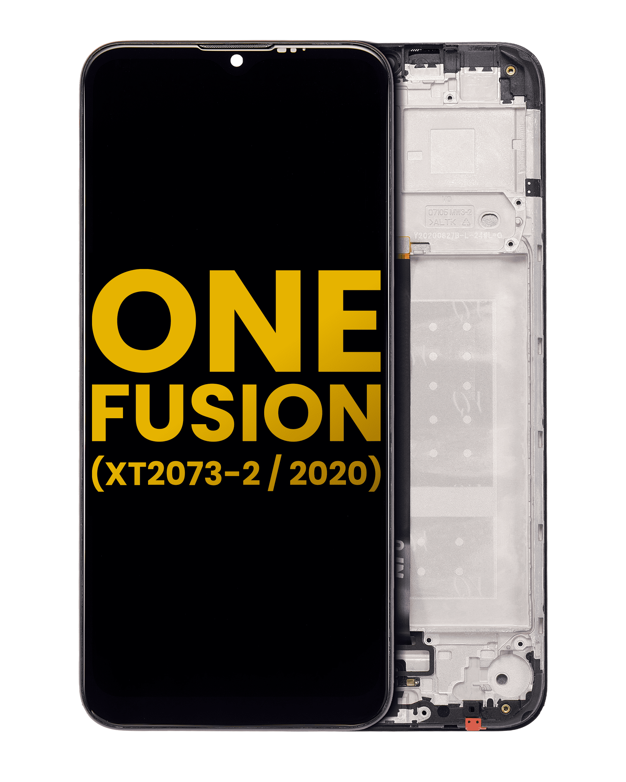Lcd Assembly With Frame Compatible For Motorola One Fusion (Xt2073 / 2020) (Refurbished) (Black)