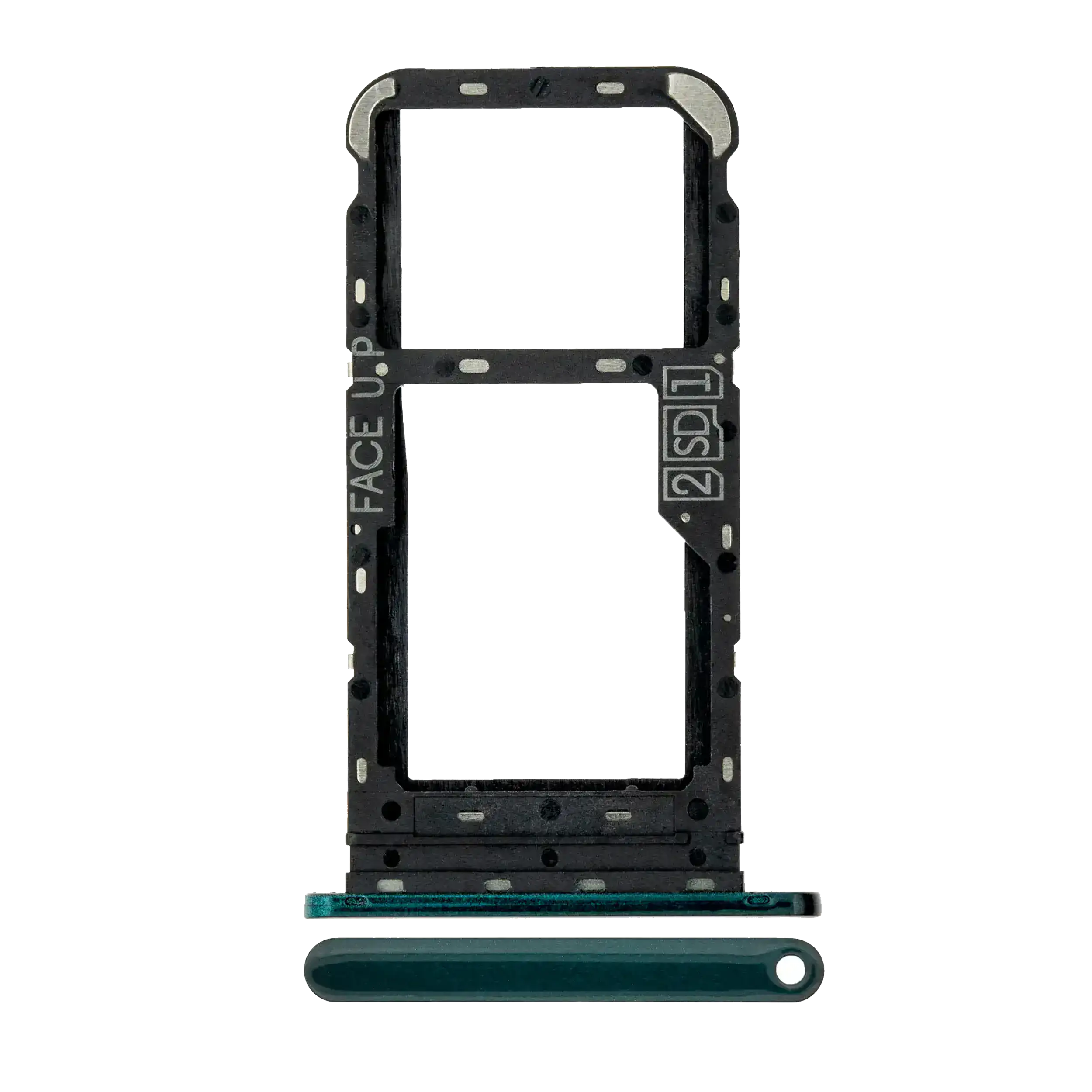 Dual Sim Card Tray Compatible For Motorola One Fusion (Xt2073 / 2020) (Emerald Green)