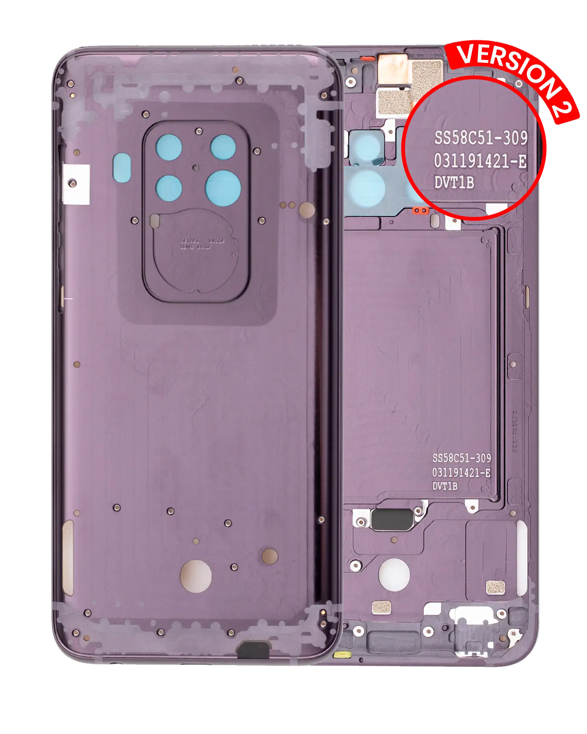 Mid-Frame Housing Compatible For Motorola One Zoom (Xt2010-01 / 2019) / Z4 (Xt1980 / 2019) (Version 2) (Cosmic Purple)