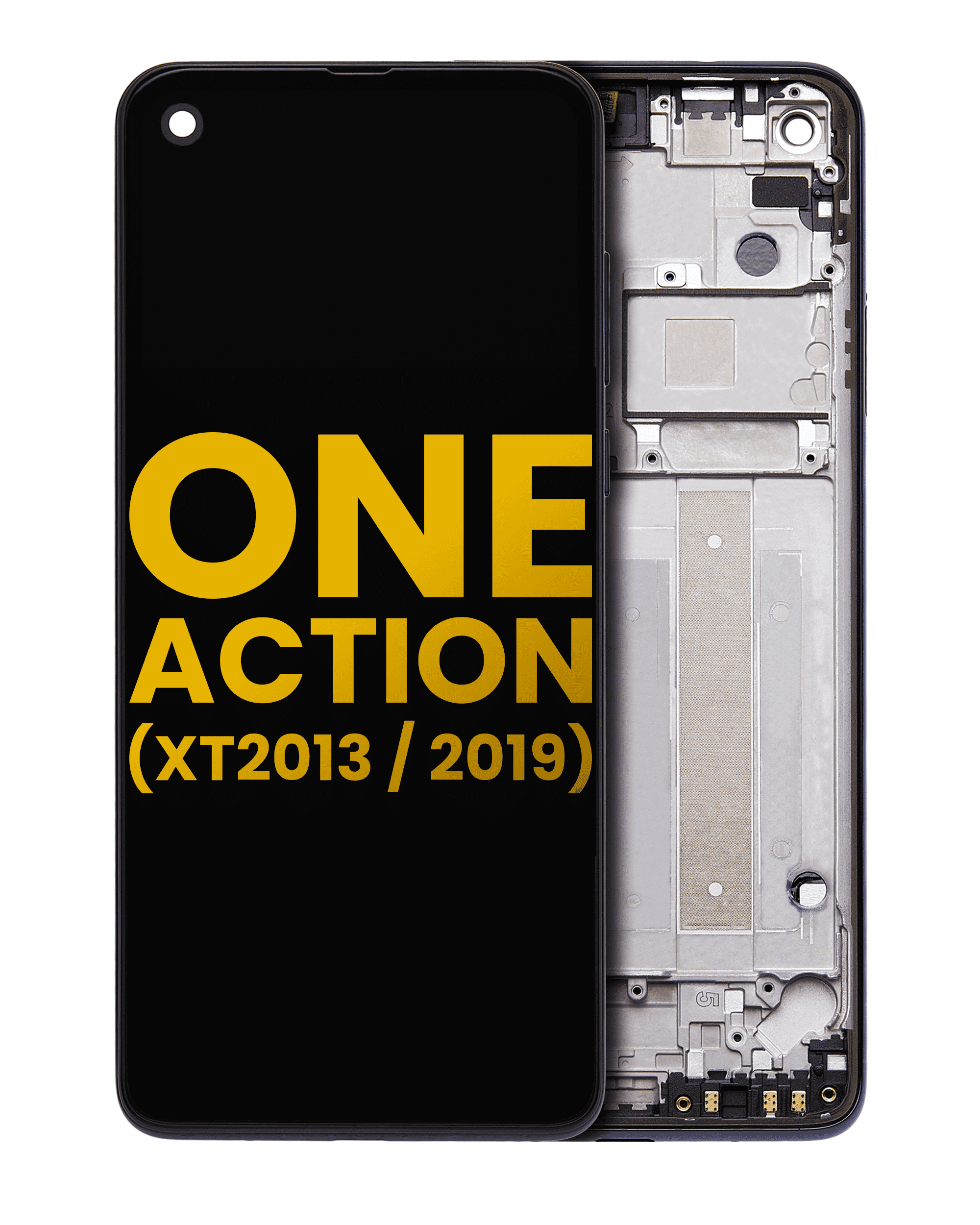 Lcd Assembly With Frame Compatible For Motorola One Action (Xt2013-1 / Xt2013-2 / Xt2013-4 / 2019) (Refurbished) (Denim Blue)
