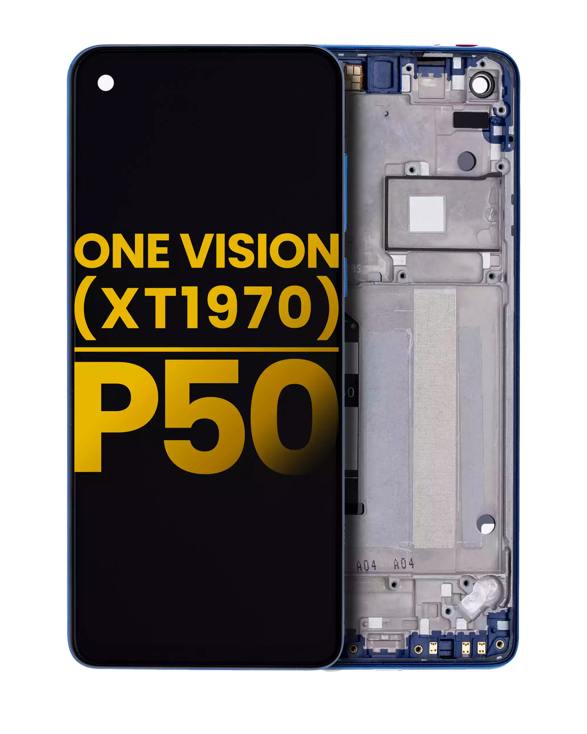 Lcd Assembly With Frame Compatible For Motorola One Vision (Xt1970 / 2019) / P50 (Refurbished) (Sapphire Gradient)