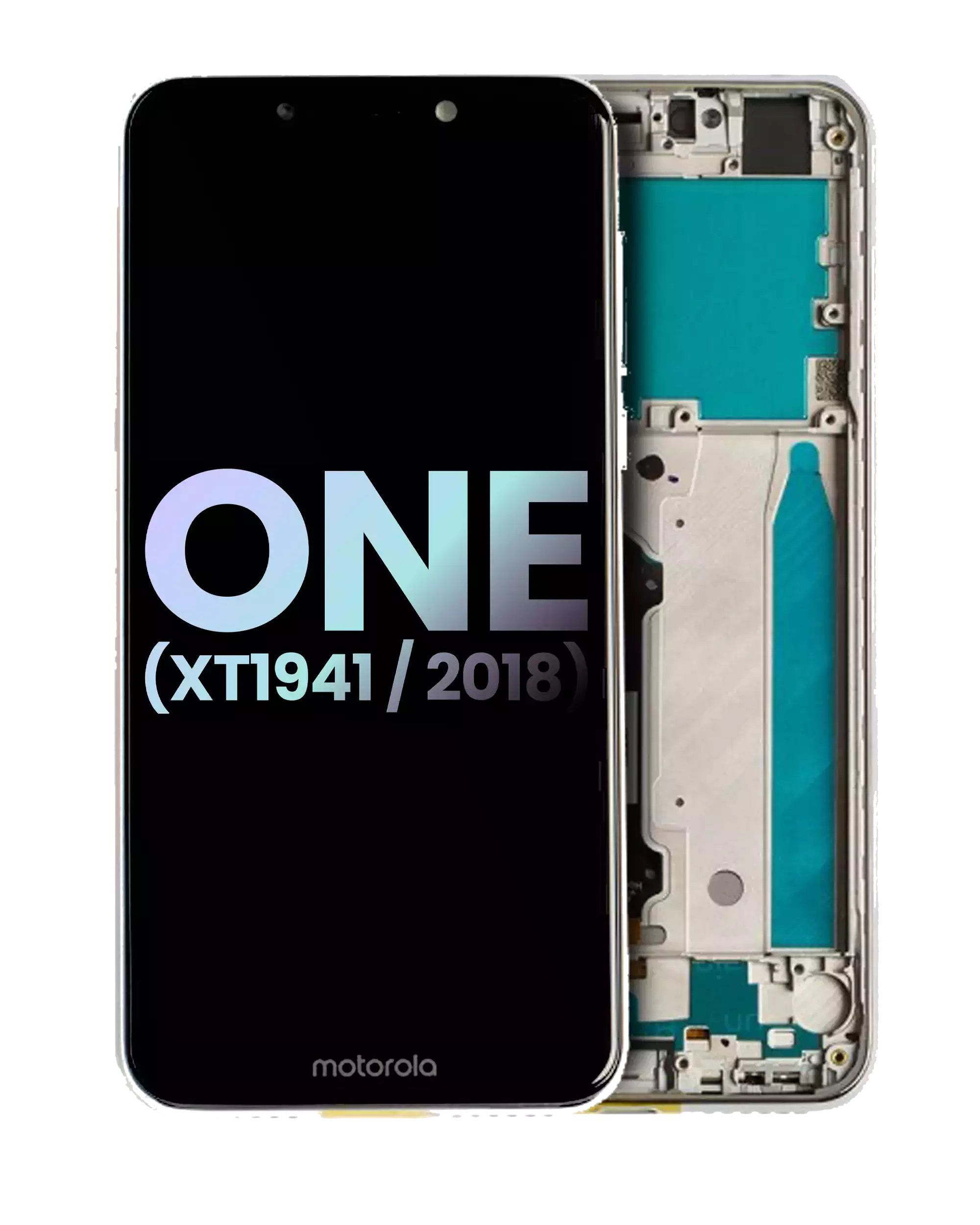 Lcd Assembly With Frame Compatible For Motorola One (Xt1941 / 2018) (Official - Not Aftermarket) (White)