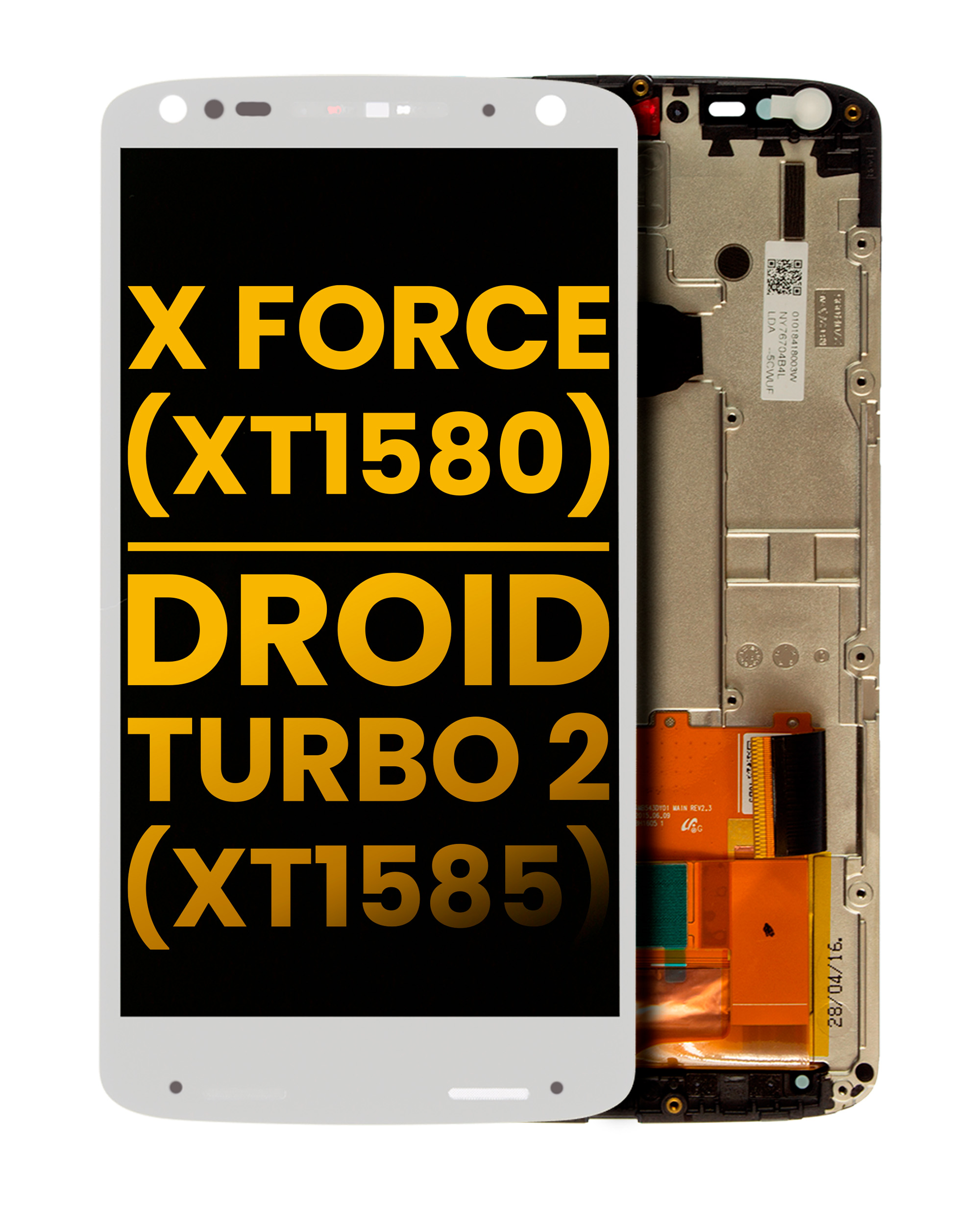 Lcd Assembly With Frame Compatible For Motorola Moto X Force (Xt1580 / 2015) / Droid Turbo 2 (Xt1585 / 2015) (Refurbished) (White)