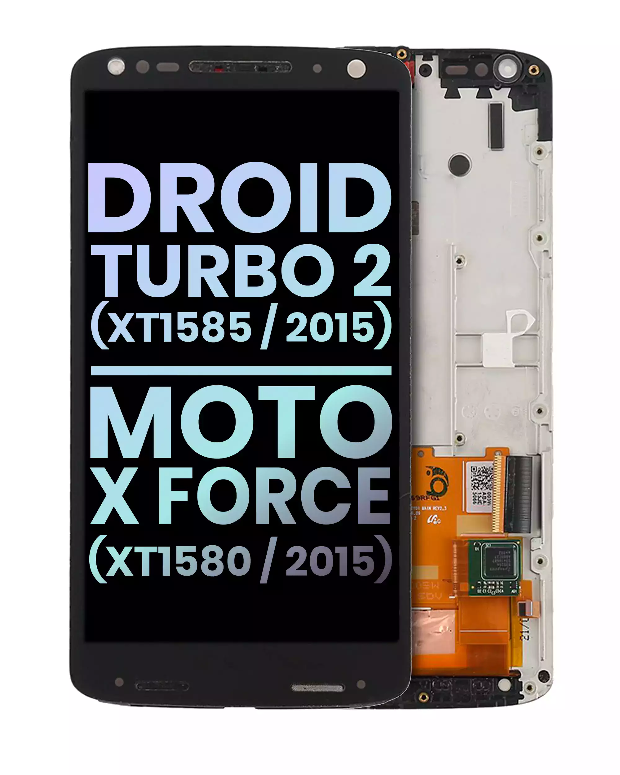 Lcd Assembly With Frame Compatible For Droid Turbo 2 (Xt1585 / 2015) / Moto X Force (Xt1580 / 2015) (Official - Not Aftermarket) (Black)