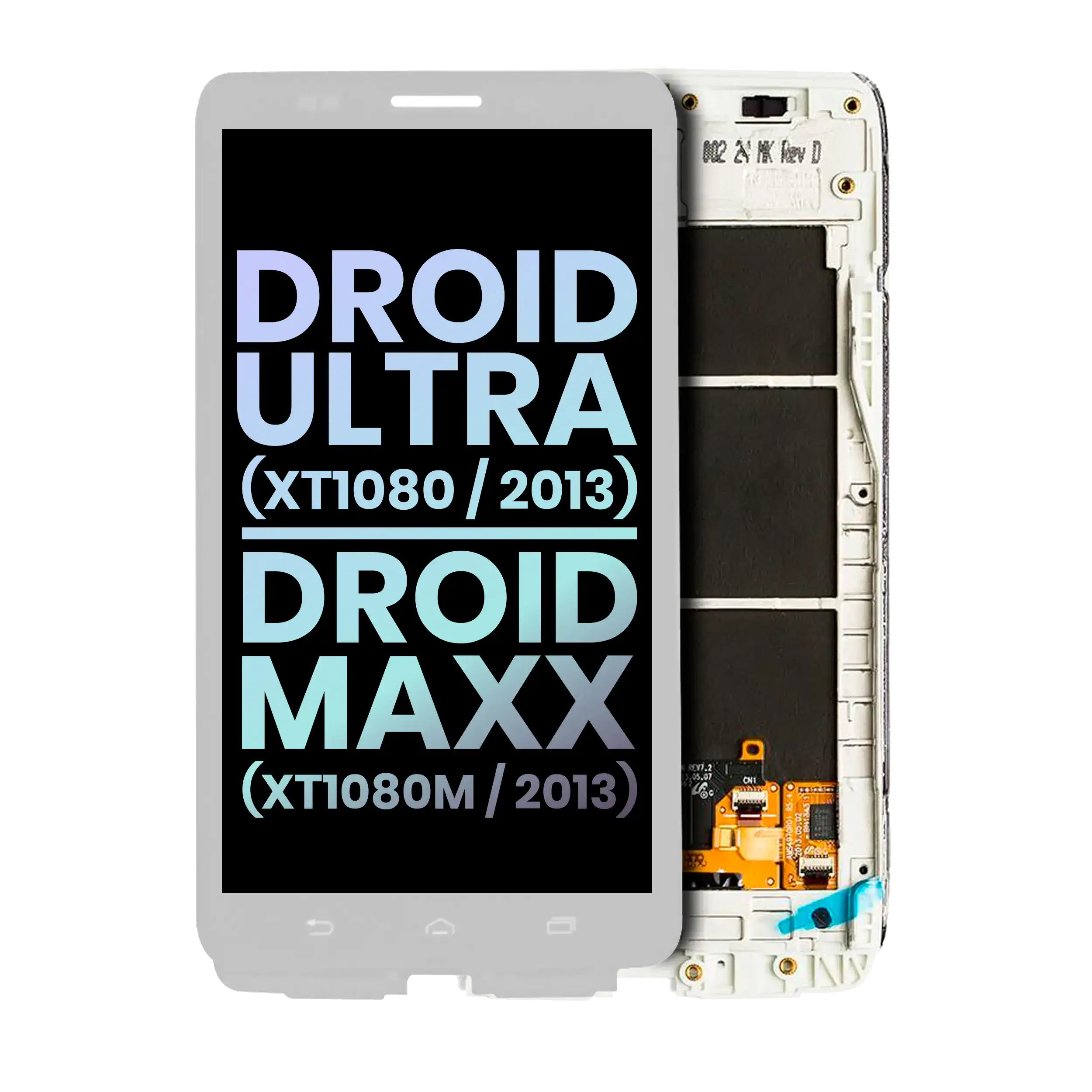 Lcd Assembly With Frame Compatible For Motorola Droid Ultra (Xt1080 / 2013) / Droid Maxx (Xt1080M / 2013) (Official - Not Aftermarket) (White)